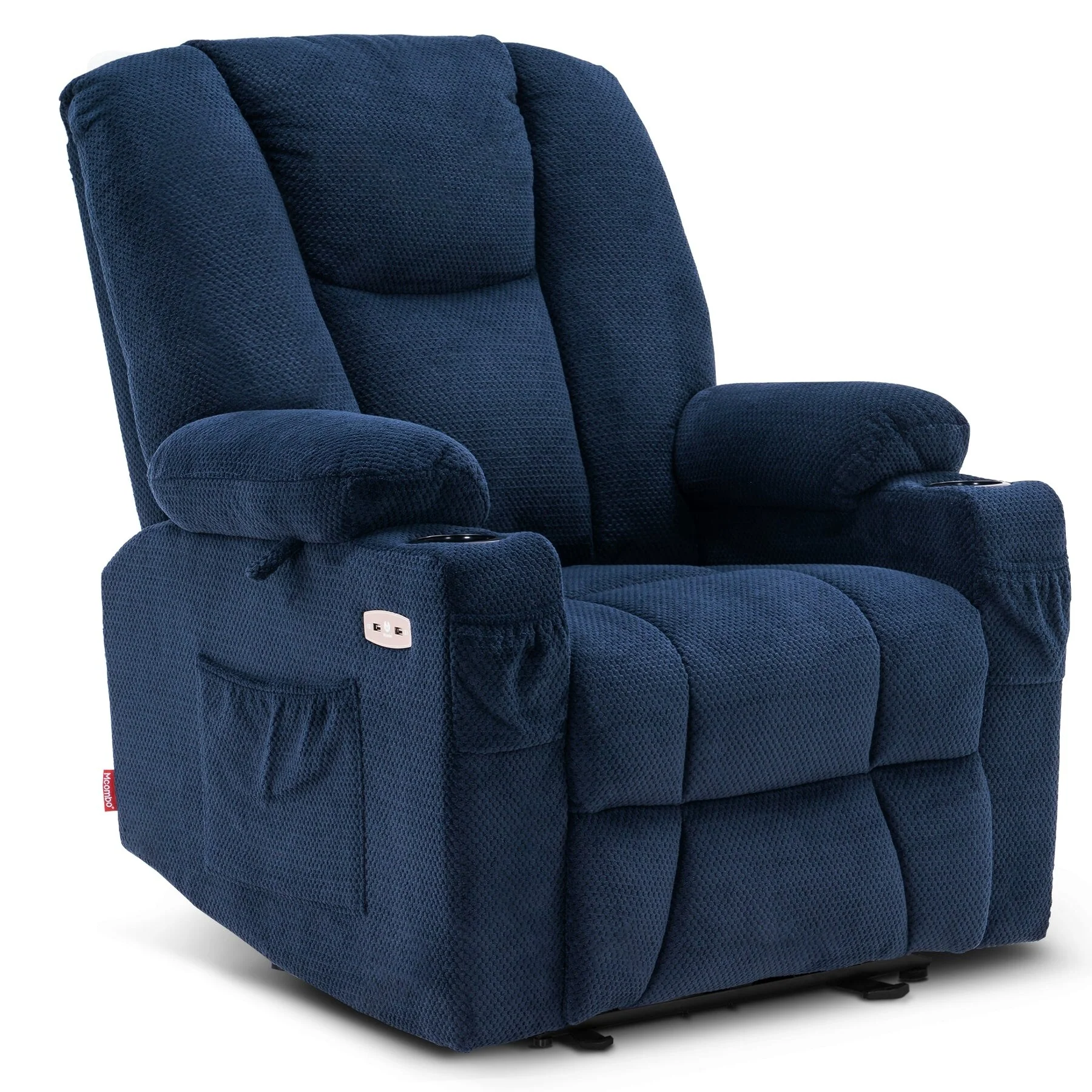 MCombo Electric Power?Recliner Chair with Massage  Heat, Plush Fabric 8015