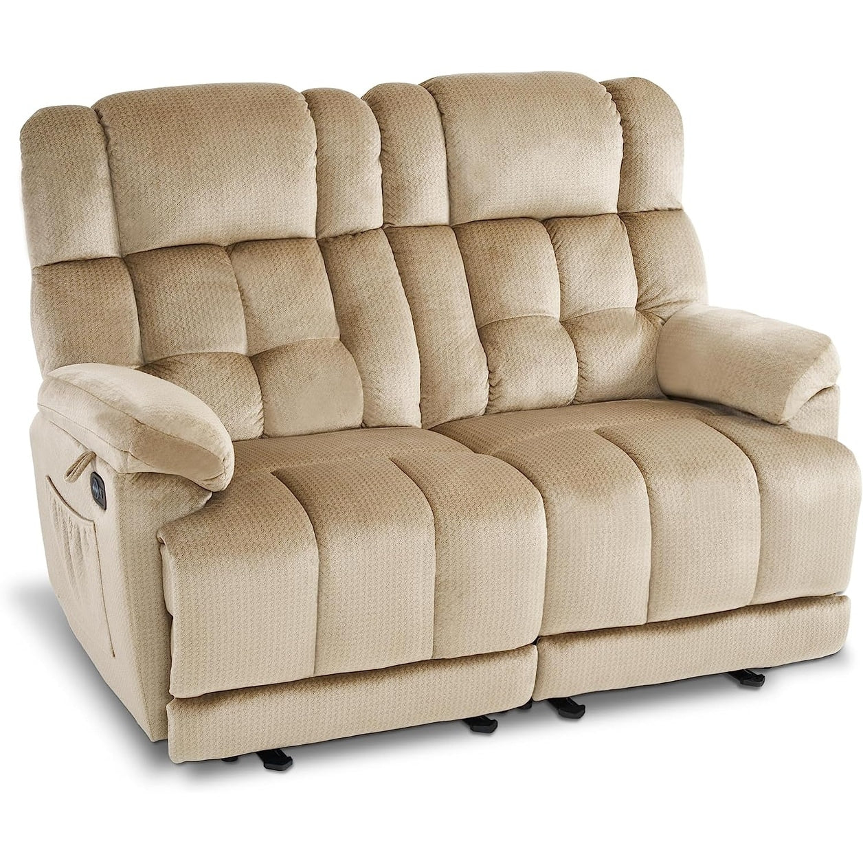 MCombo Electric Power Reclining Loveseat Sofa with Heat and Massage, Fabric 6237