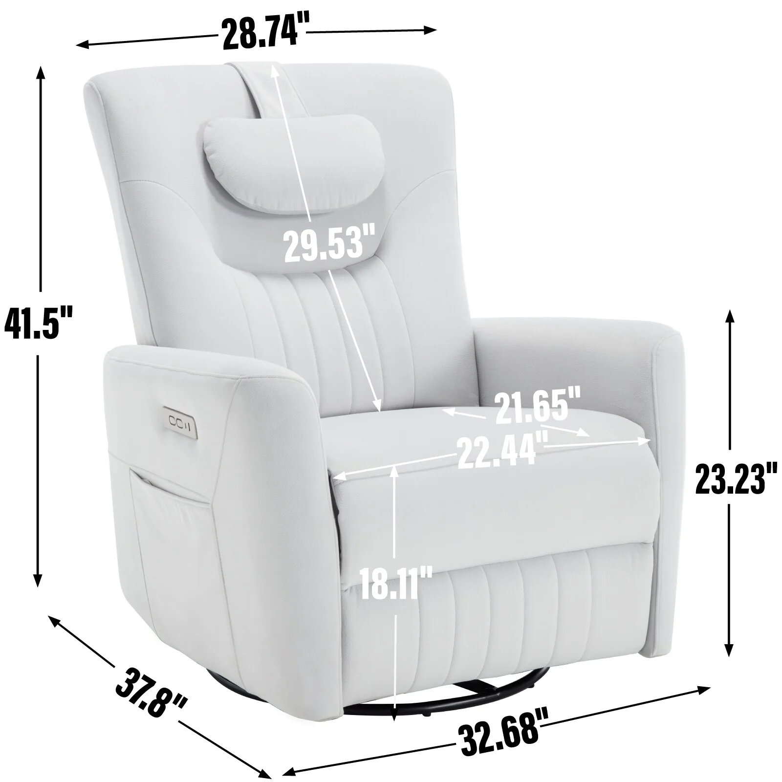 Swivel and Rocker Power Recliner Chair with Lumbar