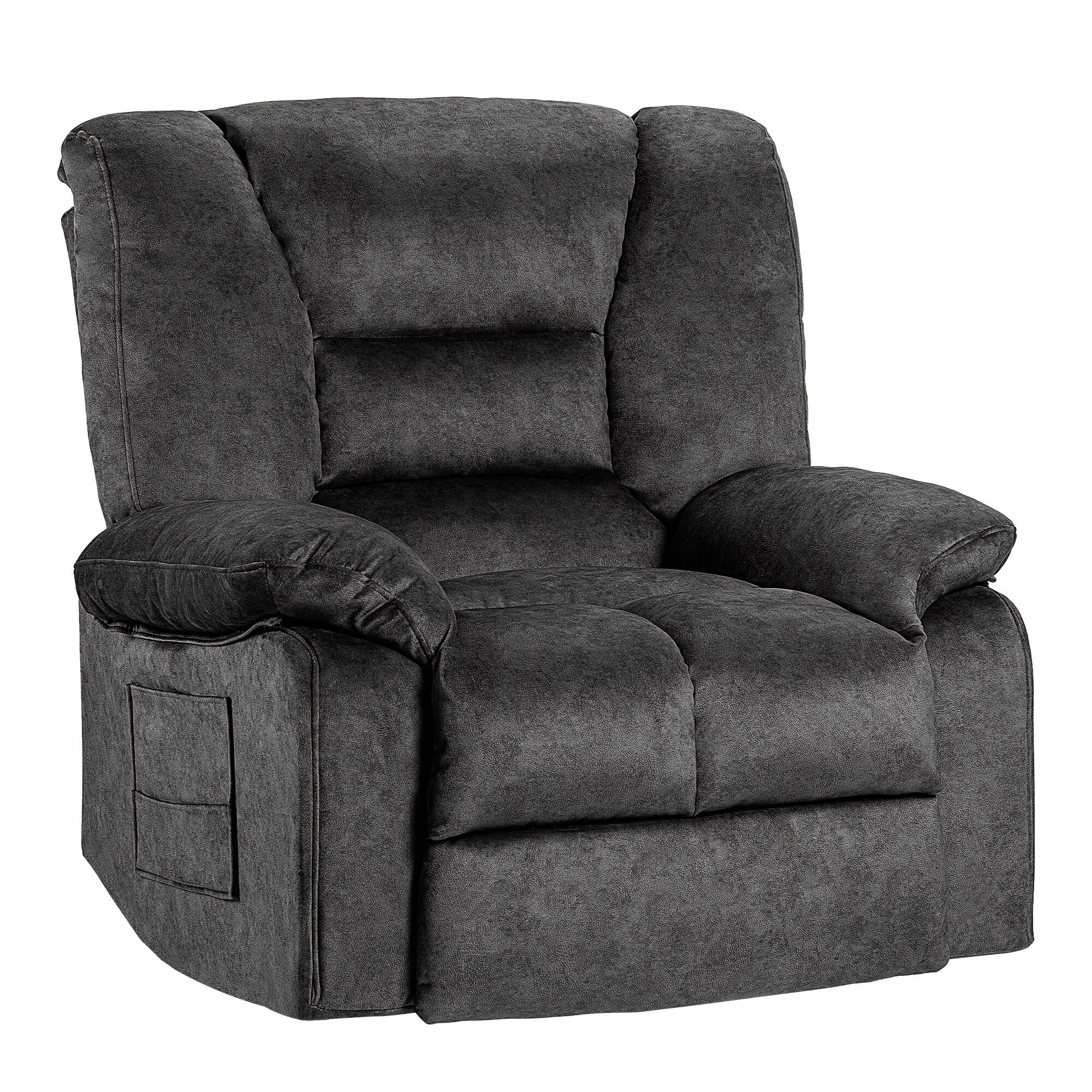 Grey Extra-Wide Recliner Sofa Chair with Full-Body Massage and Lumbar Heating - Heavy-Duty Frame with Adjustable Recline