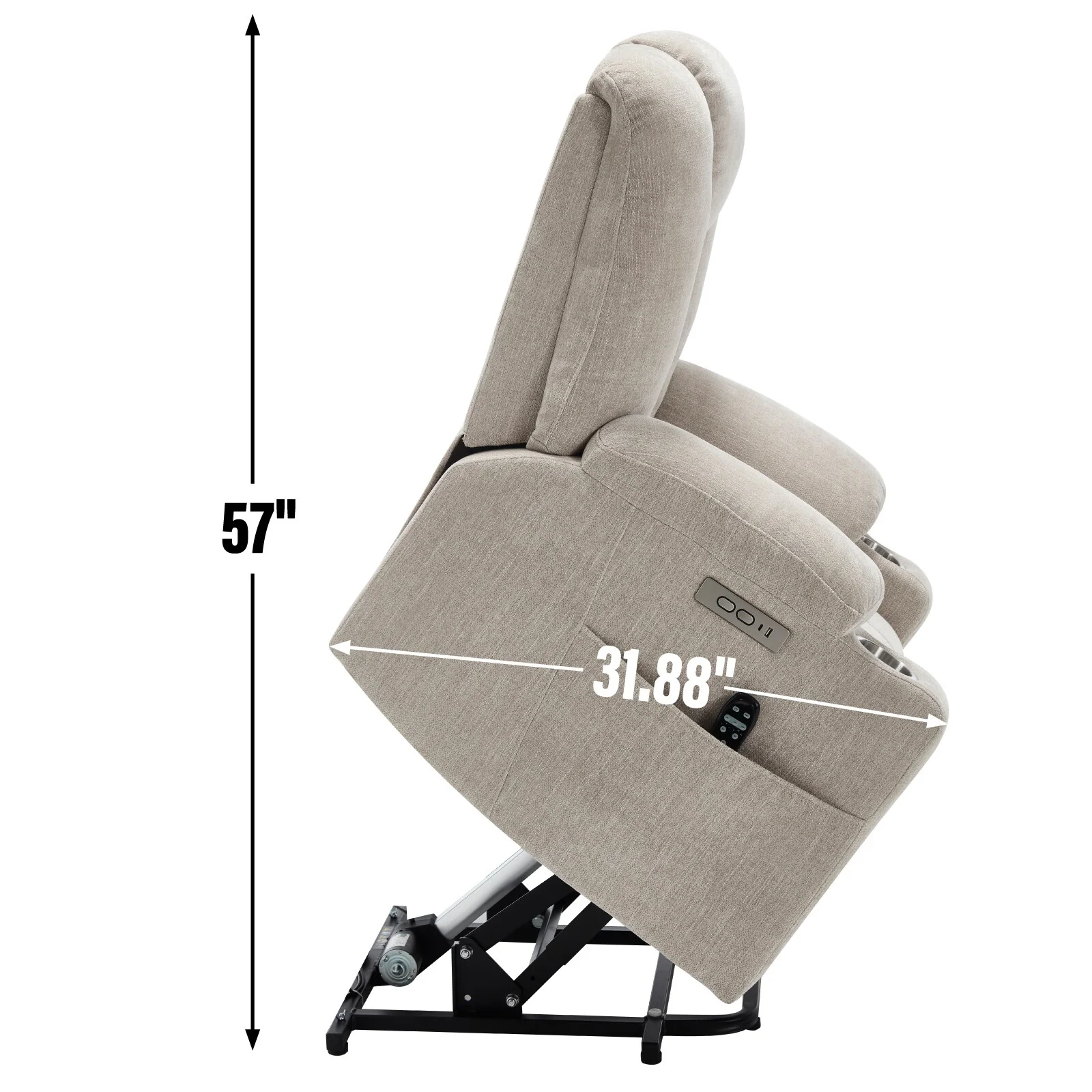 Power Lift Recliner Chair with Dual USB, Cup Holders & Chenille Fabric
