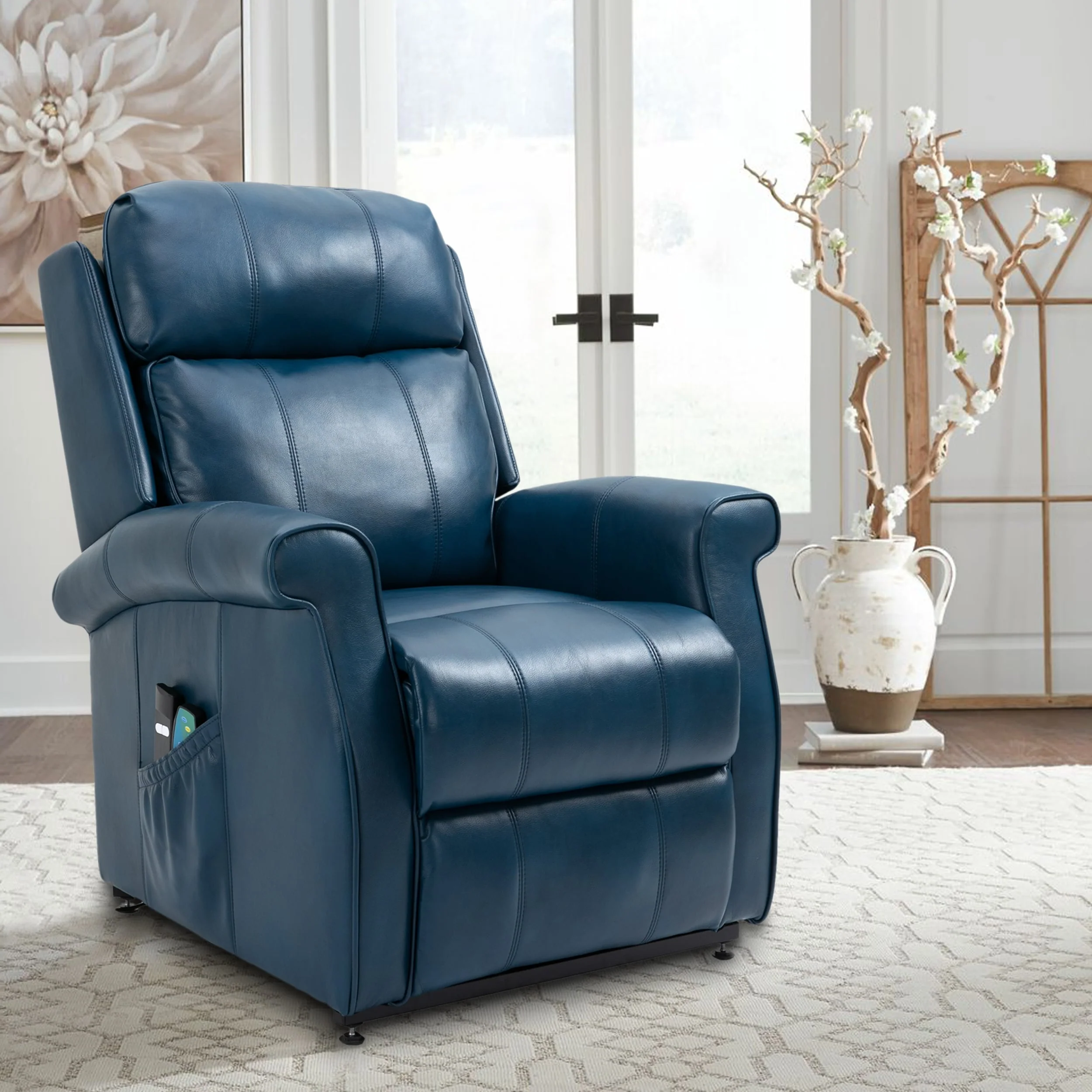 Clihome Faux Leather Elderly Power Lift Recliner Chair with Massage