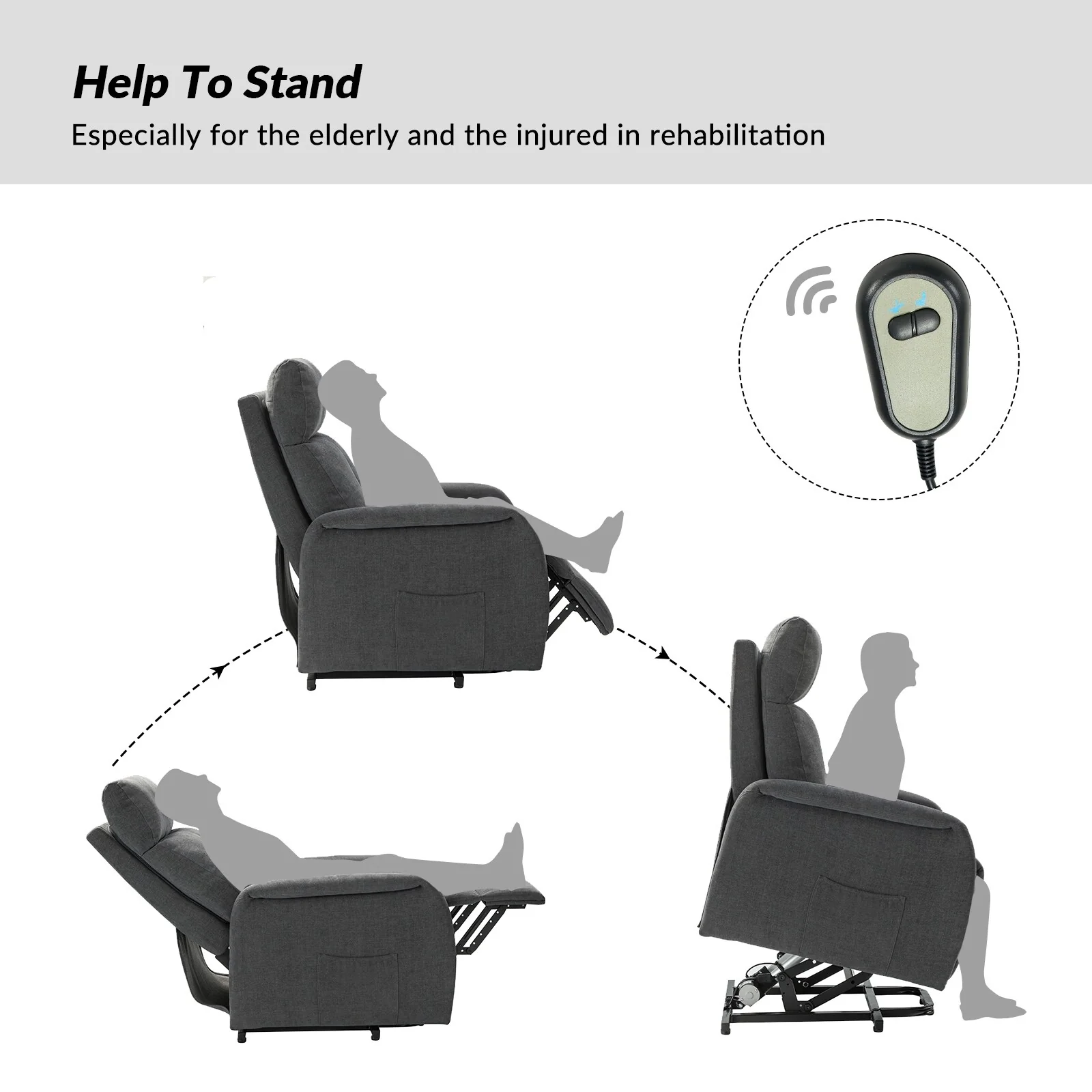 Elisa Power Remote Lift Assist Recliner with Metal Base