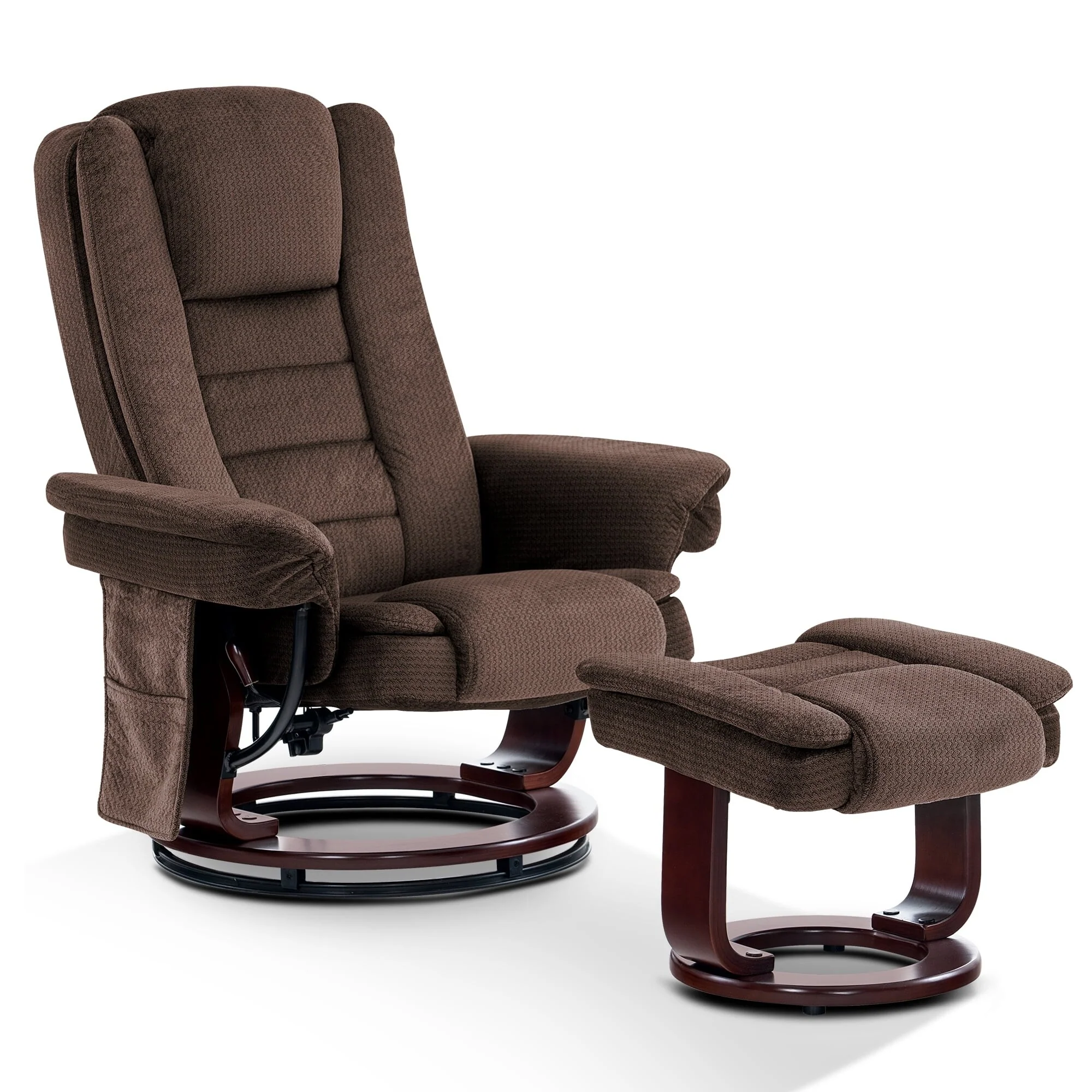 Mcombo Recliner Chair with Ottoman, Fabric Massage Swivel Chair