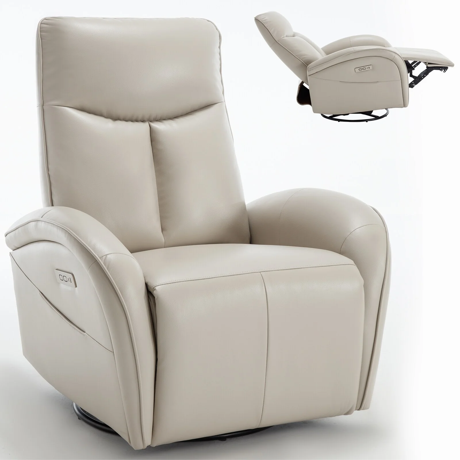 Armless Power Glider Swivel Recliner Chair with USB & High Back