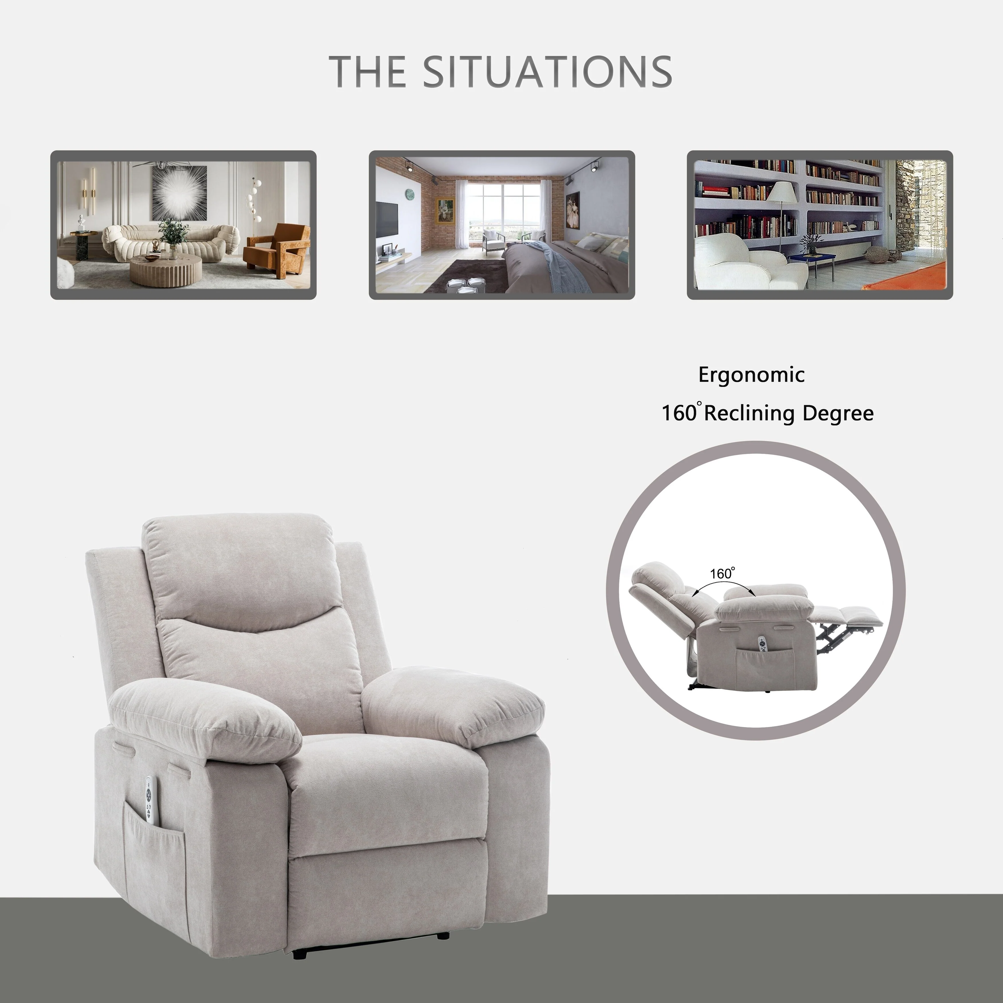 Power Recliner Chair with Adjustable Massage Function