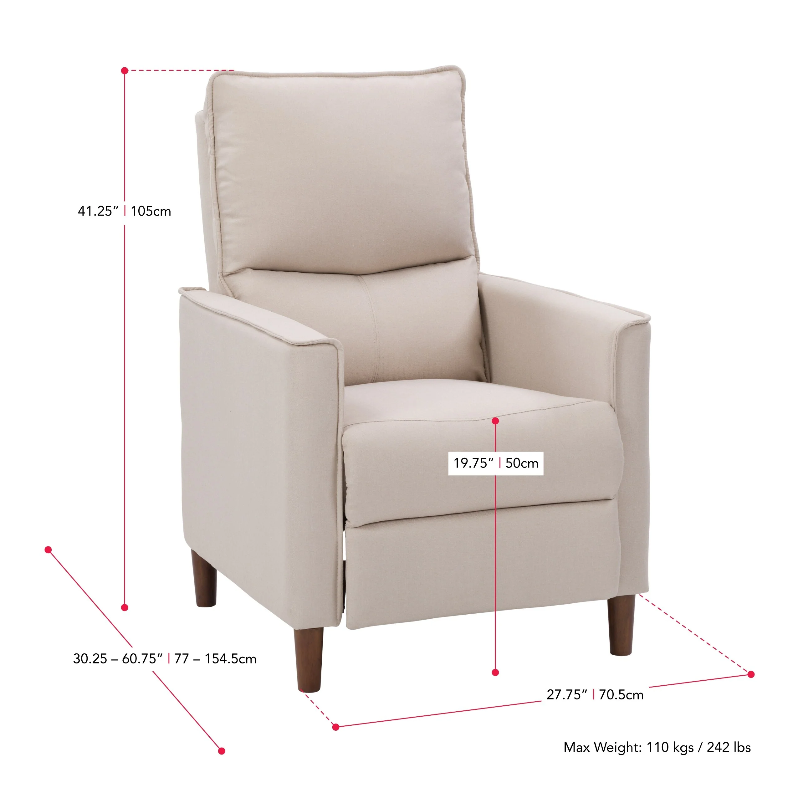 High-Leg Manual Recliner with Footrest