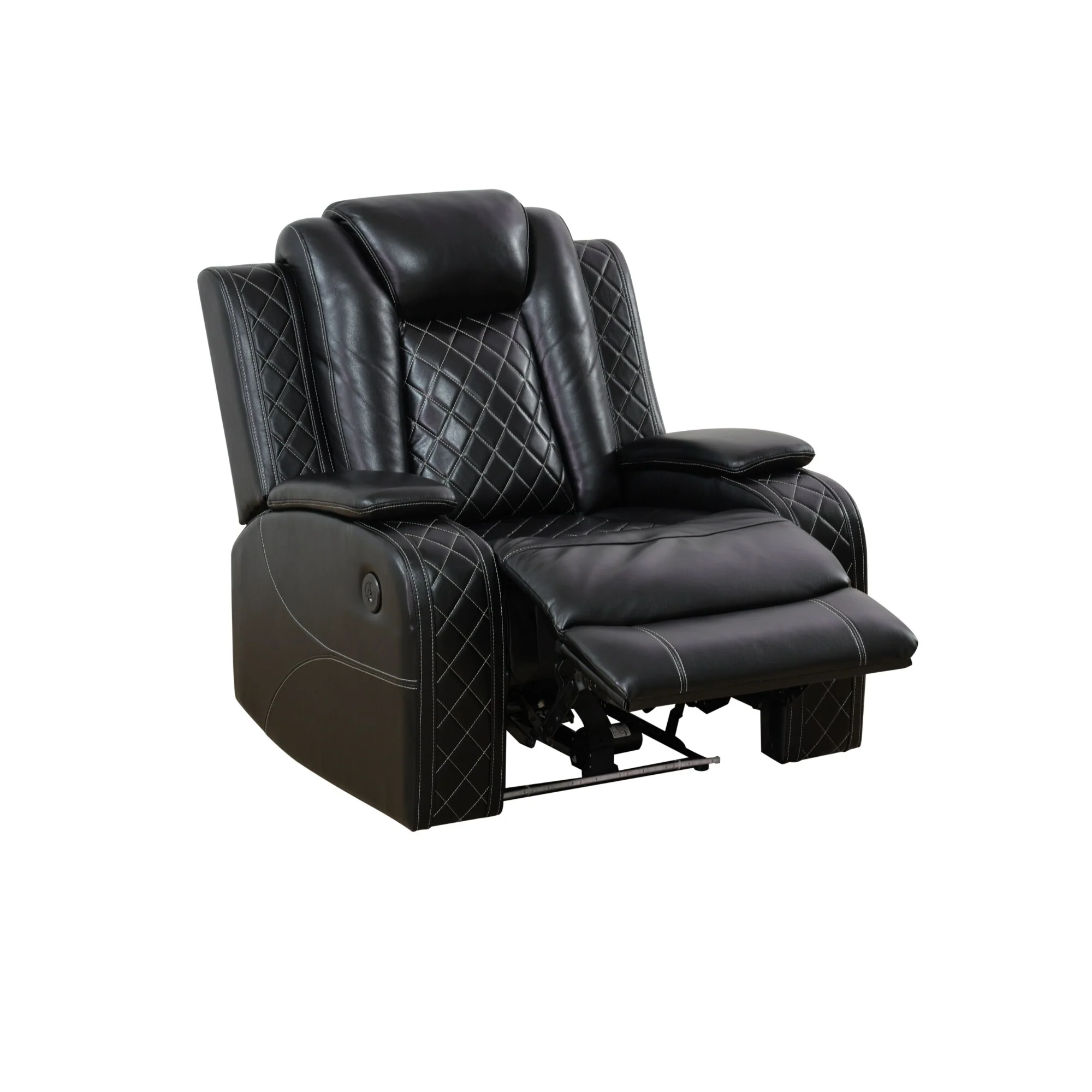 Modern Breathing Leather Recliner Chair with Ambient Lighting and USB-Powered LED