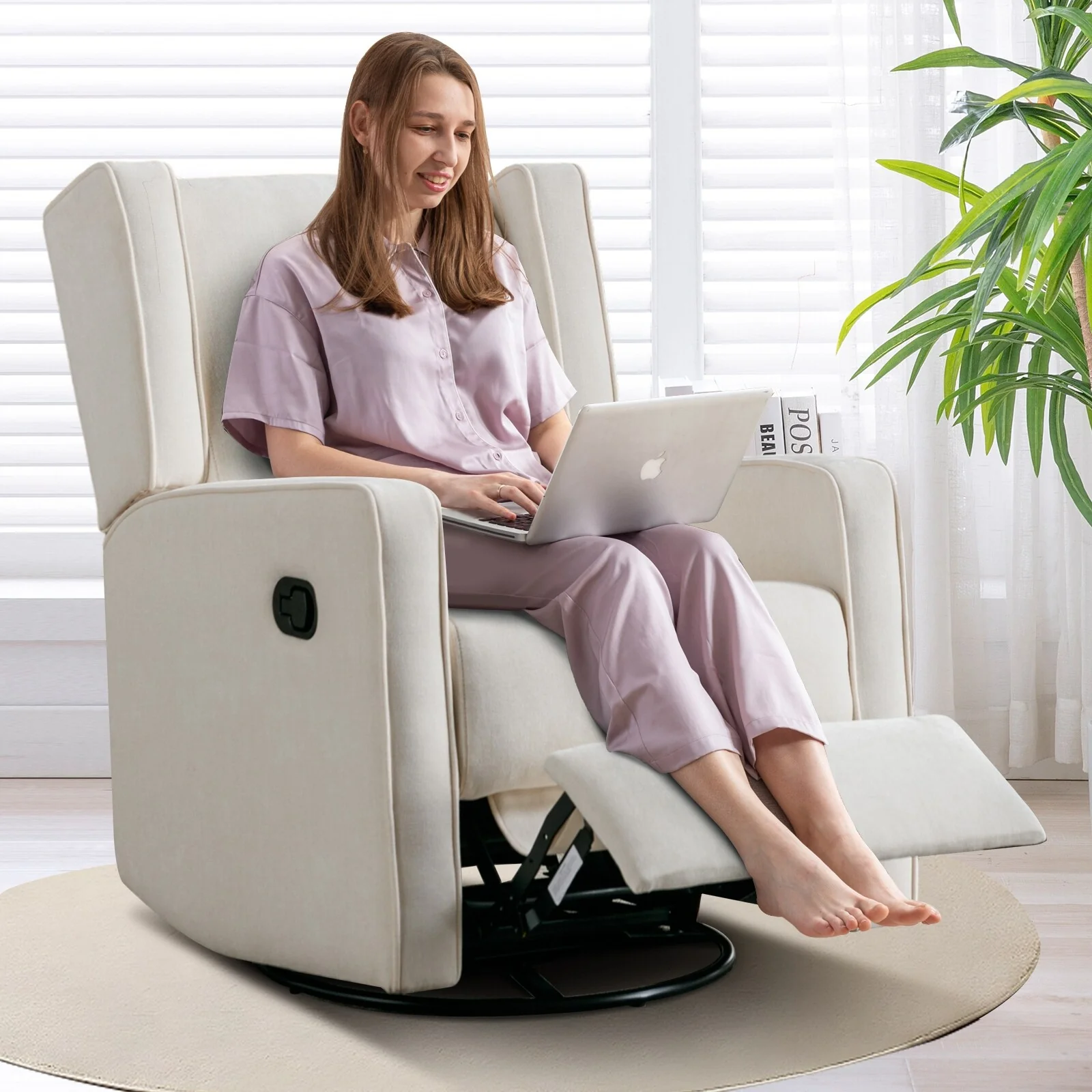 Racing Swivel Rocker Recliner Chair Single Seat Set of two