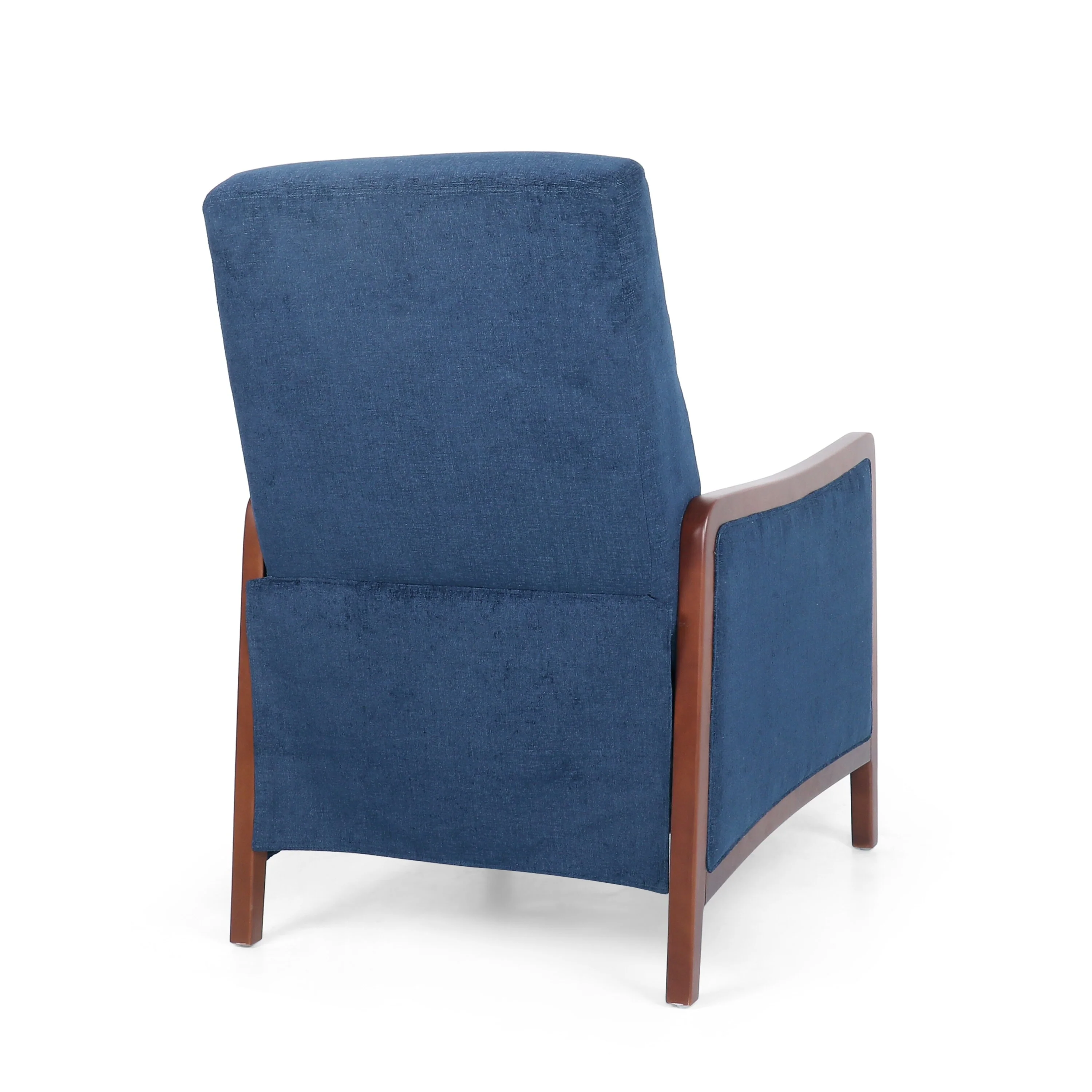 Mid-Century Modern Pushback Recliner with Channel Stitching and Birch Wood Frame