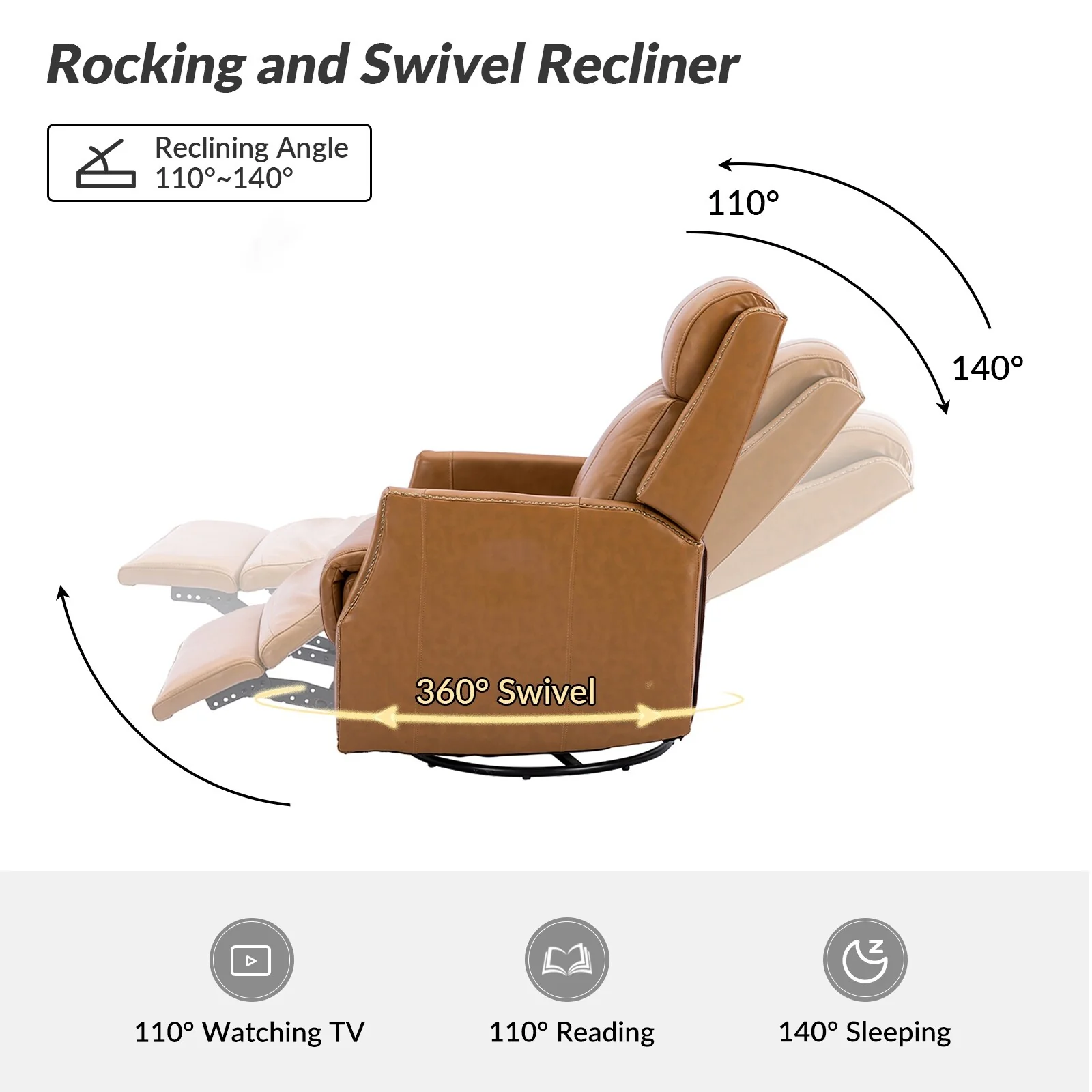 Demeter modern Genuine Leather Swivel Nursery Chair with Nailhead Trims Set of 2 by HULALA HOME