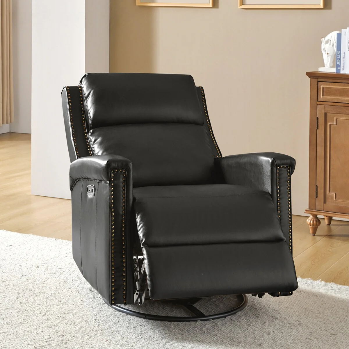 Tobias Traditional Swivel And Rocker Power Recliner by HULALA HOME
