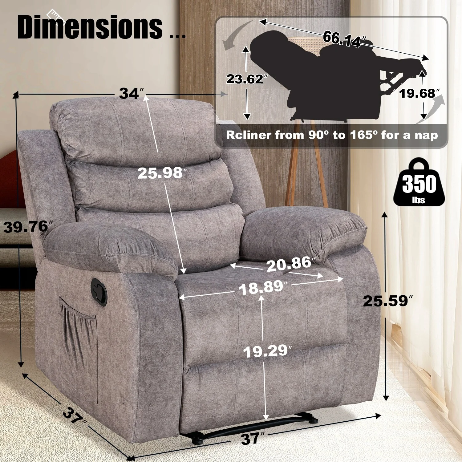 Soft Recliner Chair with Massage and Heat Function