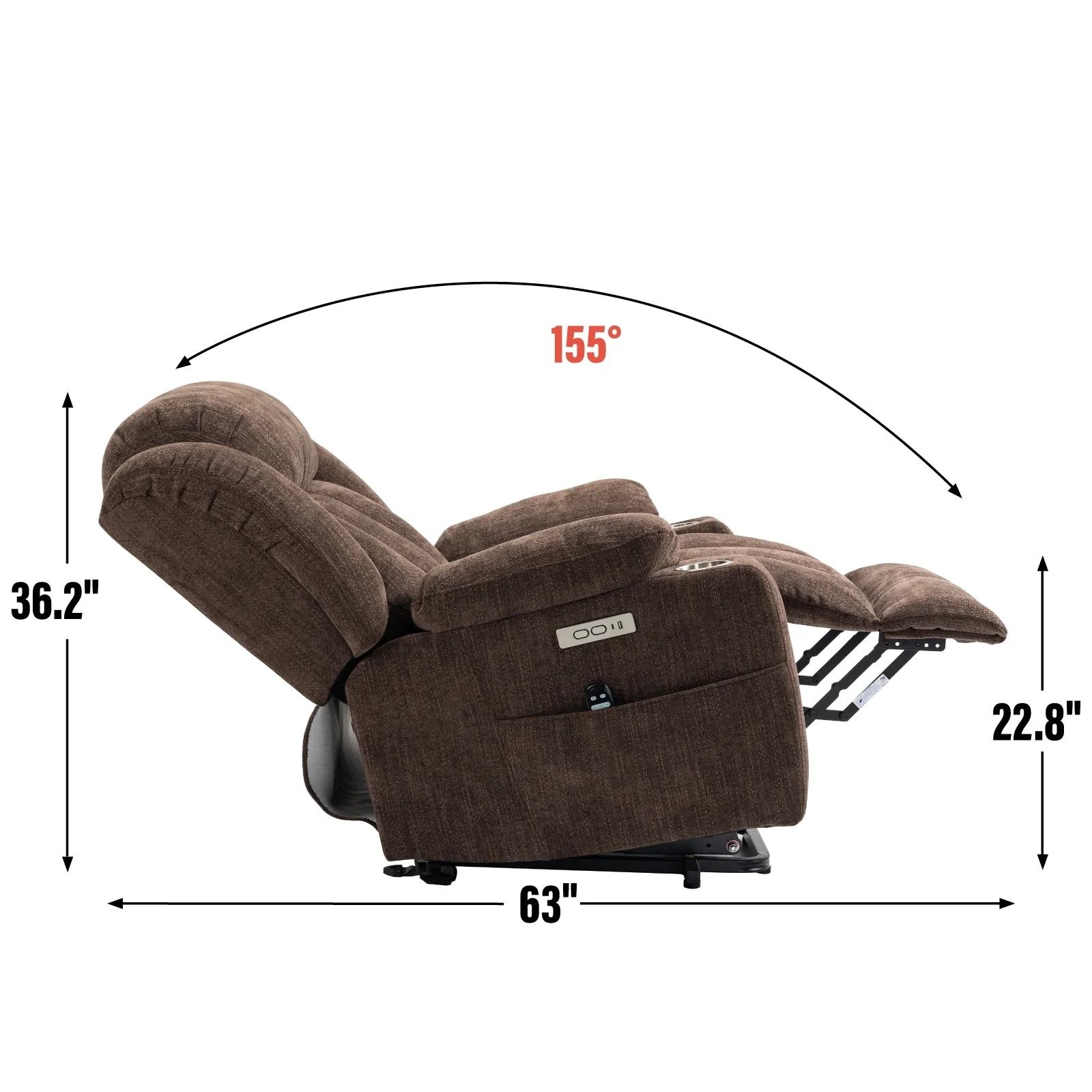 Electric Lift Recliner with Targeted Massage, Lumbar Heating, Dual USB Charging, and Stainless Steel Cup Holders