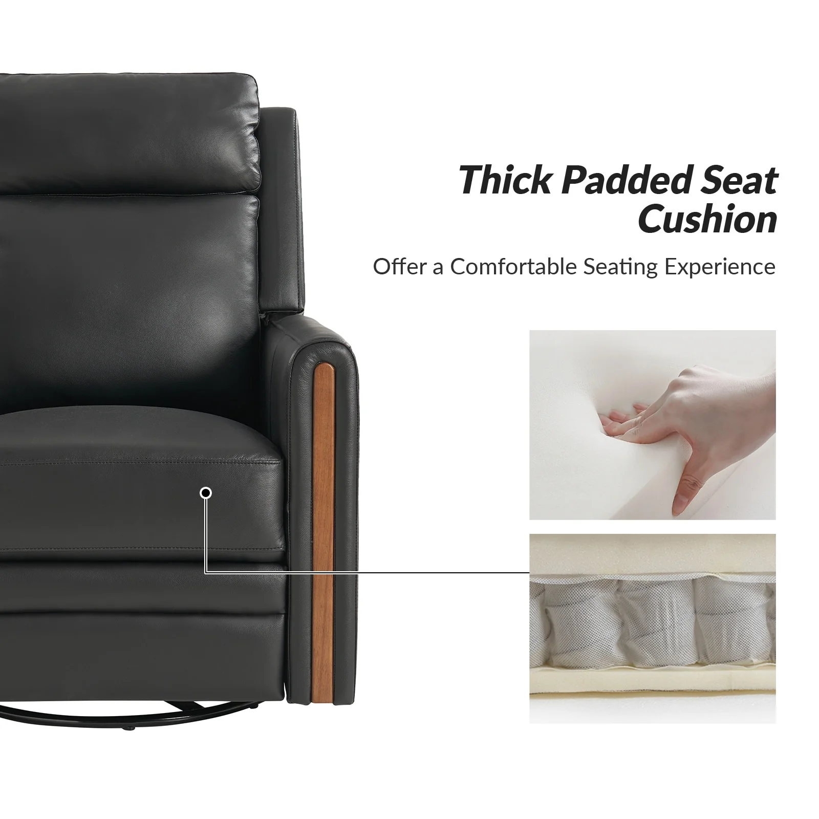 Jaime Modern Genuine Leather Power Rocking Swivel Recliner with Adjustable Headrest and Footrest Set of 2 by HULALA HOME