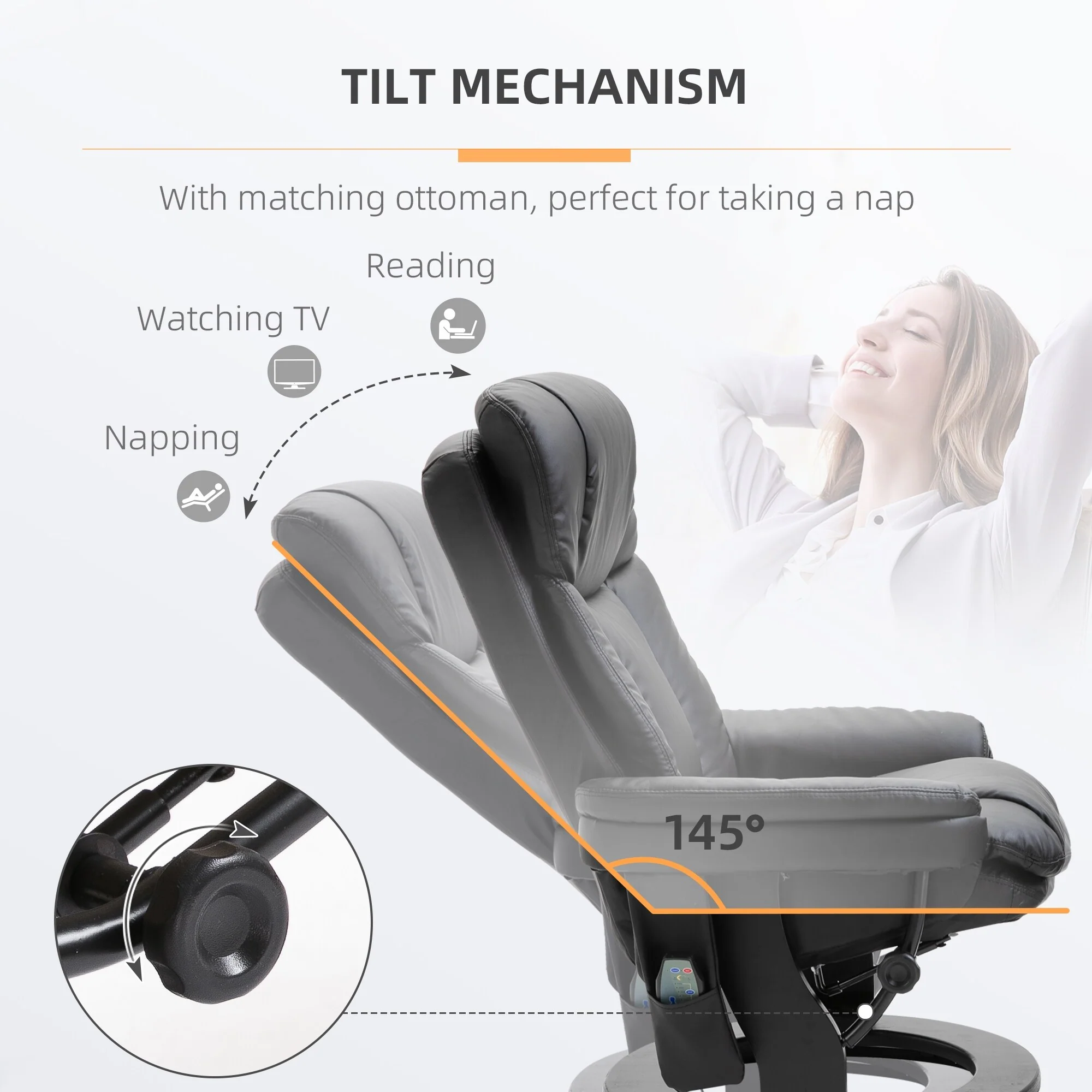 Massage Recliner Chair with Ottoman 10 Point Vibration