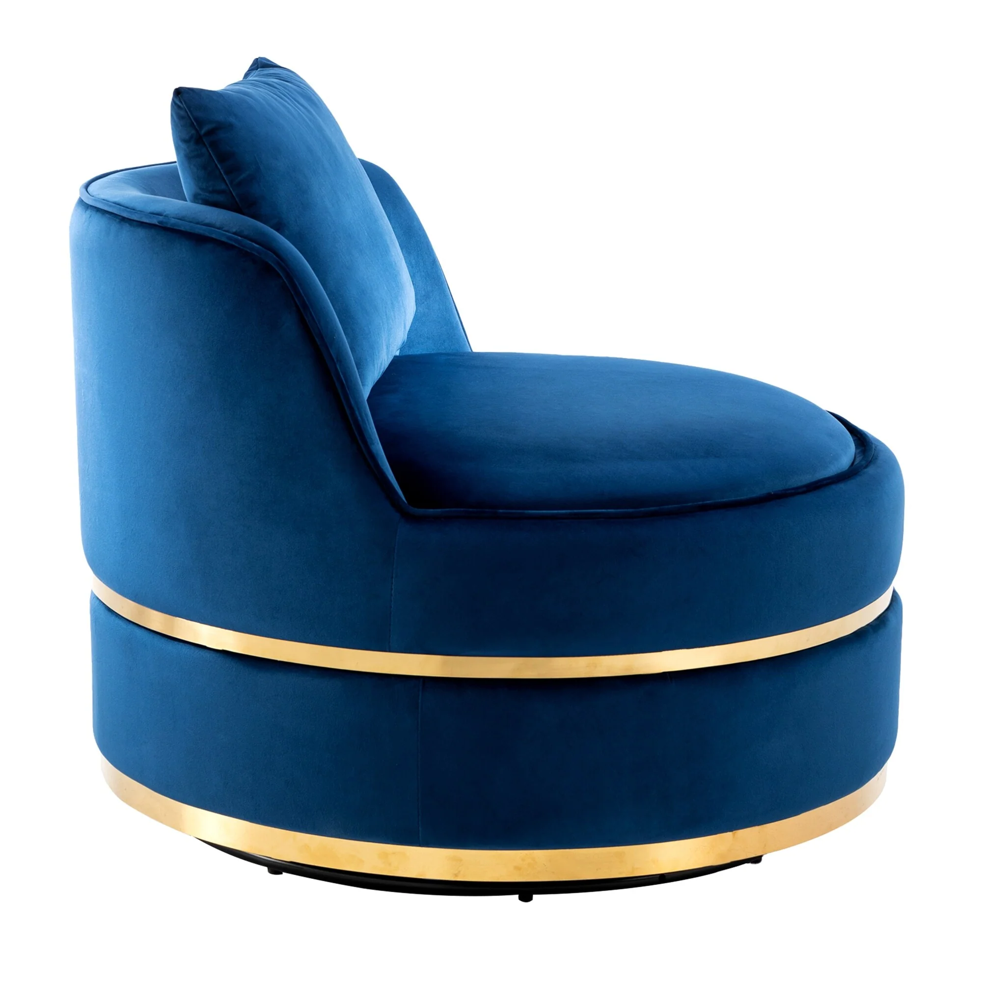 Velvet 360�� Swivel Accent Chair with Seat Cushion, Upholstered Barrel Chair with Stainless Steel Base Living Room Chair