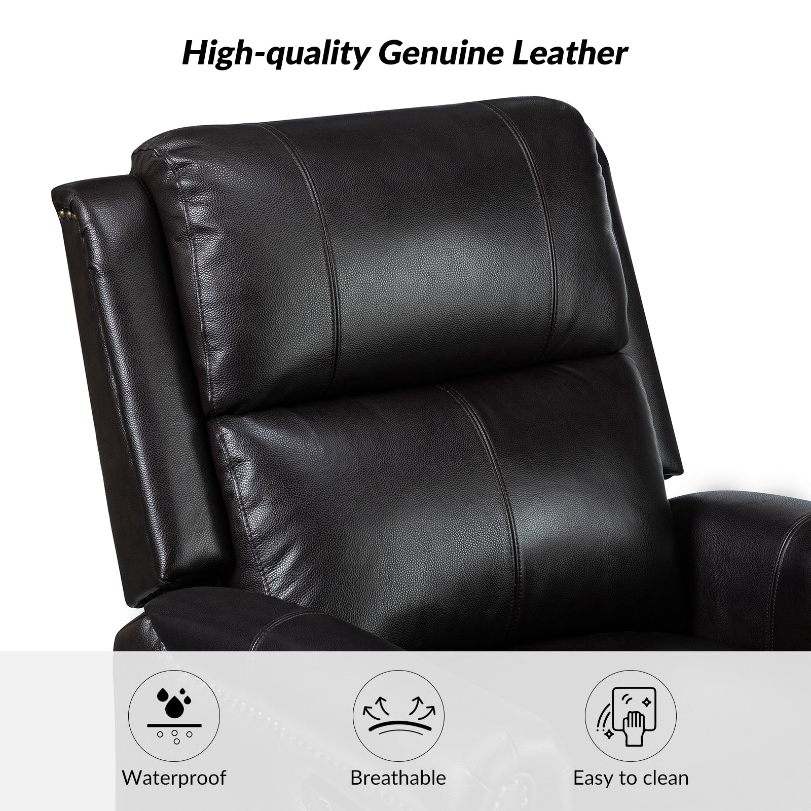 Renato Traditional Genuine Leather Nailhead Power Swivel Recliner Chair with Metal Base Set of 2 by HULALA HOME