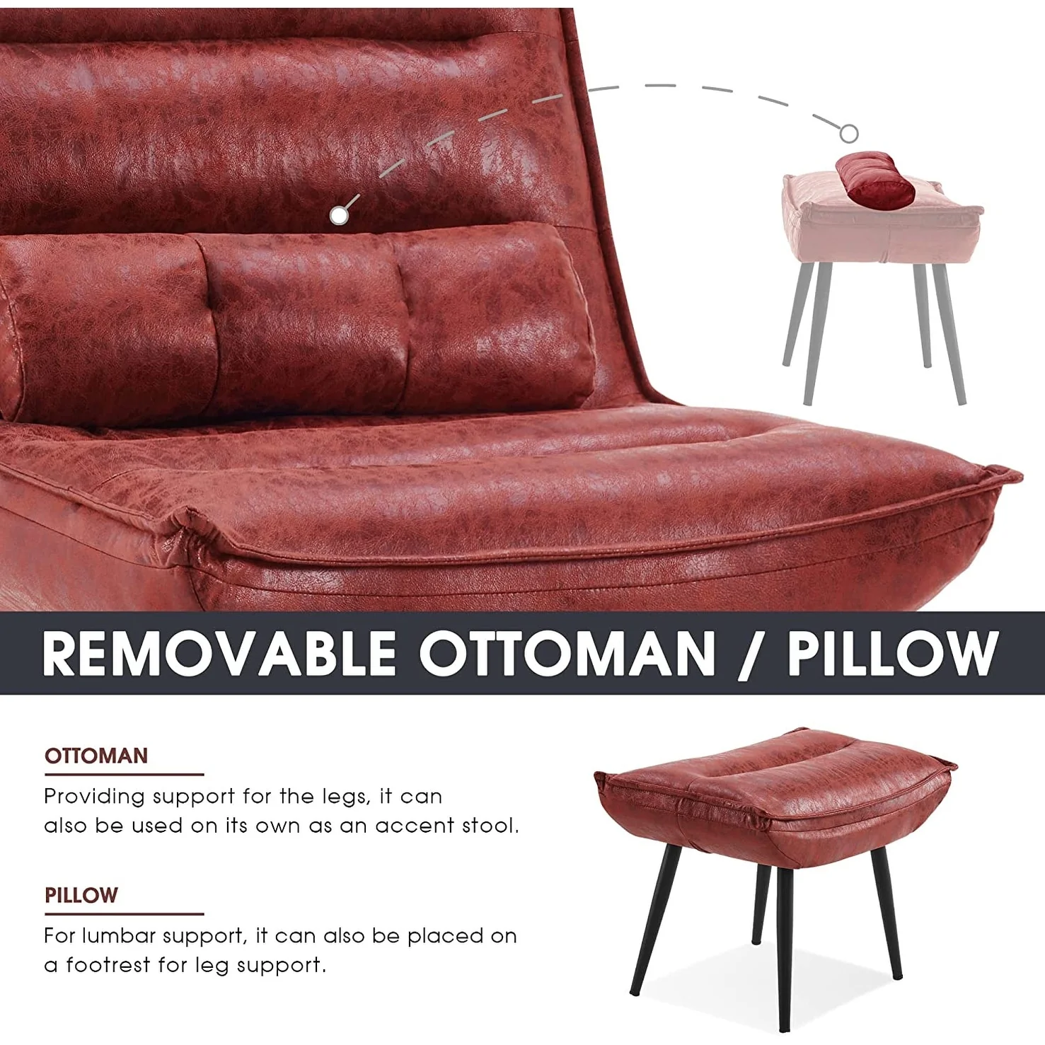 MCombo Modern Chair with Ottoman, Bronzing Fabric Upholstered Leisure Chairs