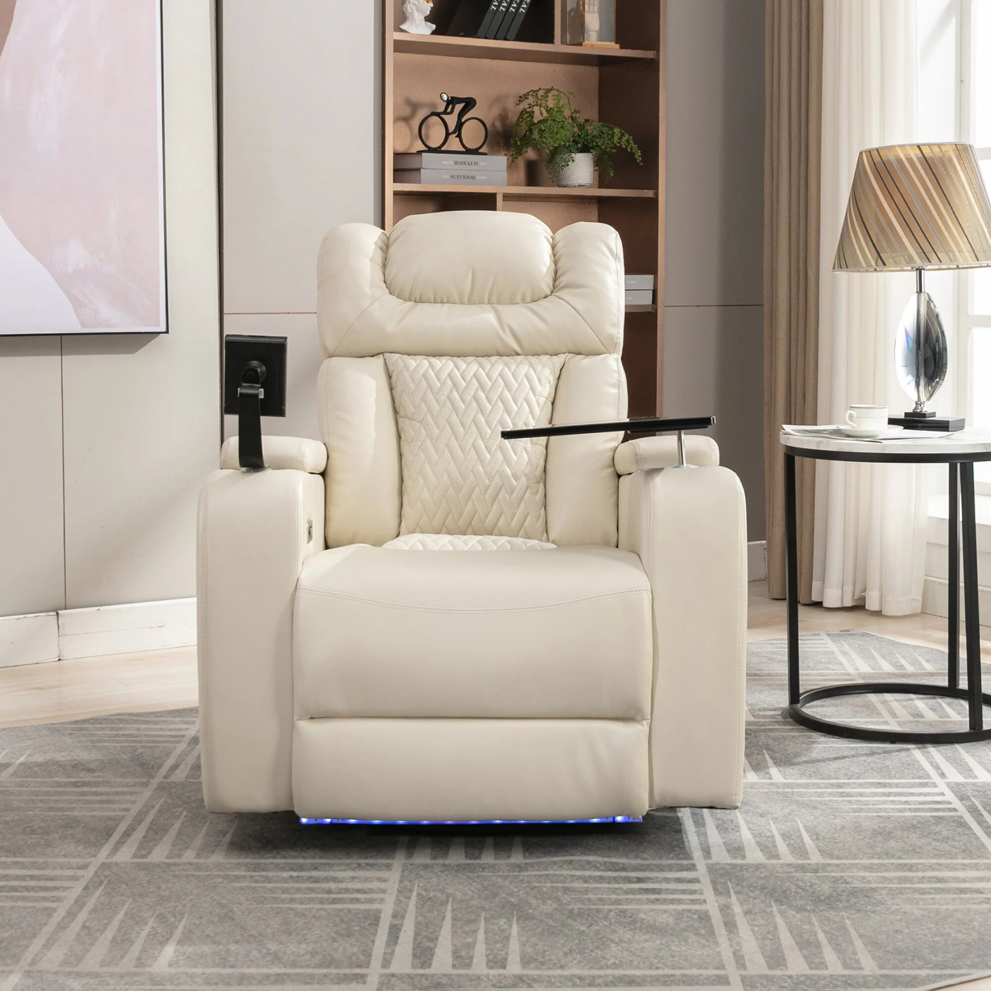 Power Recliner Chair with 270�� Swivel, Tray, USB & Cup Holders