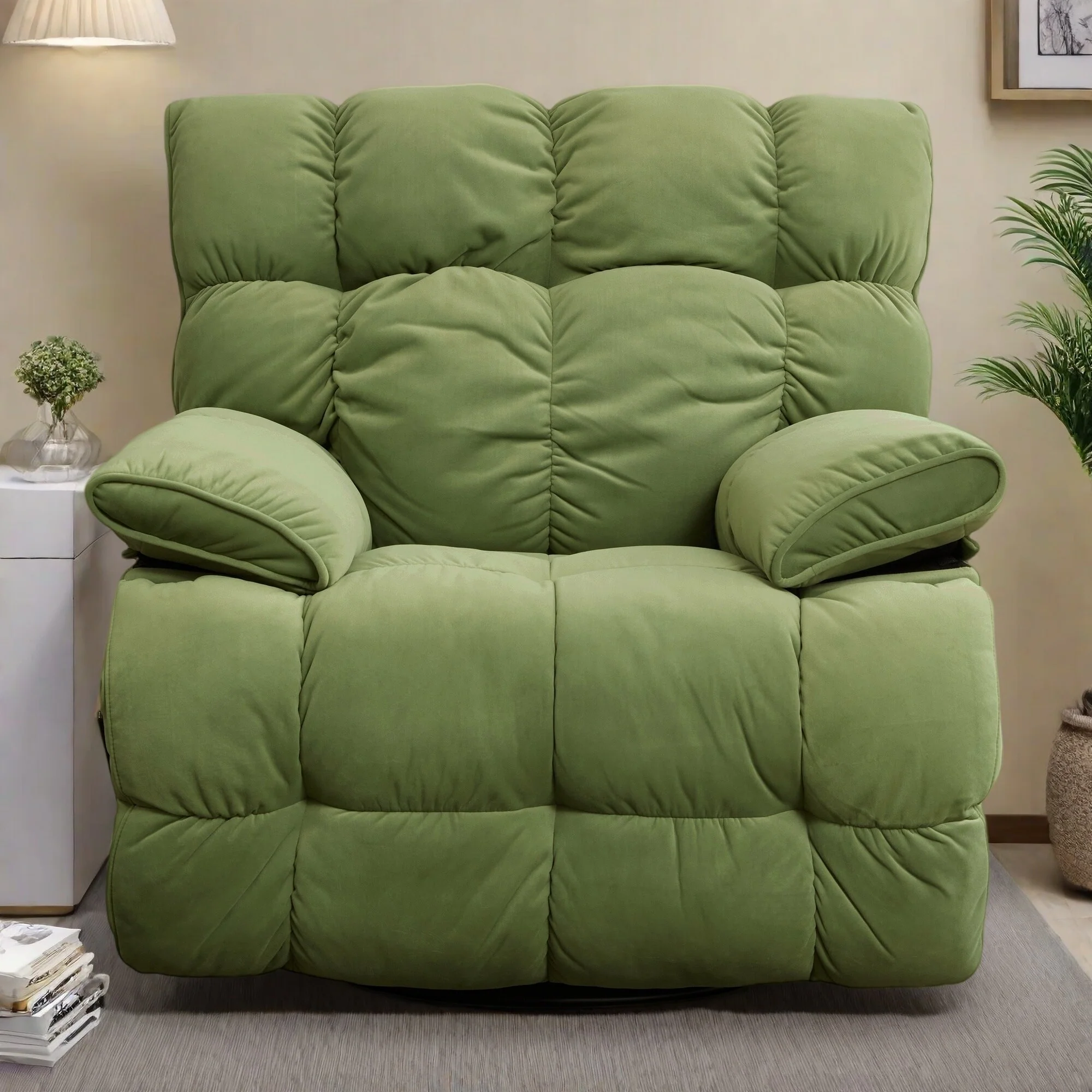 360�� Swivel Glider Recliner Chair with Manual Latch Recline and High Backrest