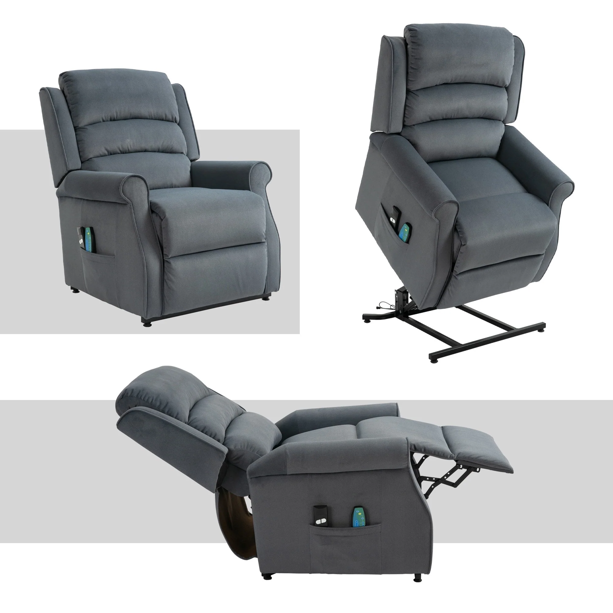 Clihome Chenille Fabric Power Lift Recliner Chair with Massage