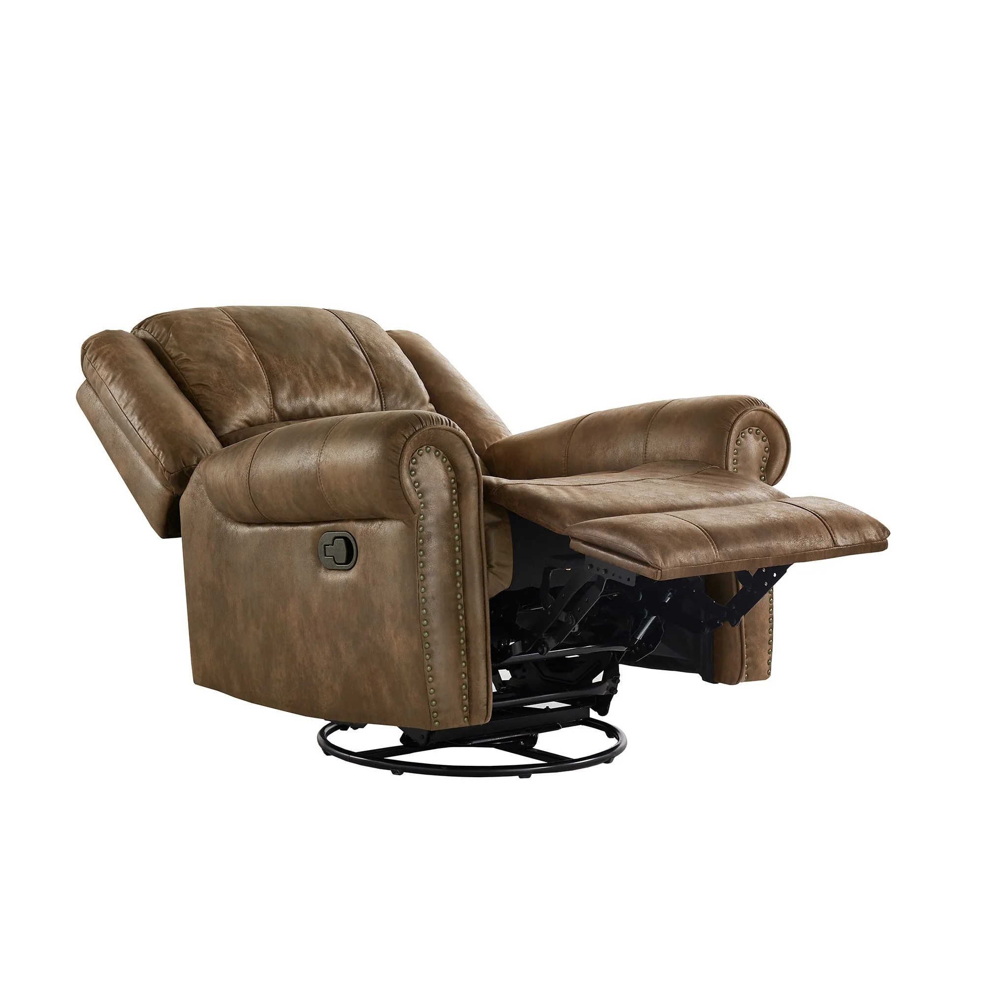 Monroe Polished Microfiber Nailhead Swivel Glider Recliner by iNSPIRE Q Classic