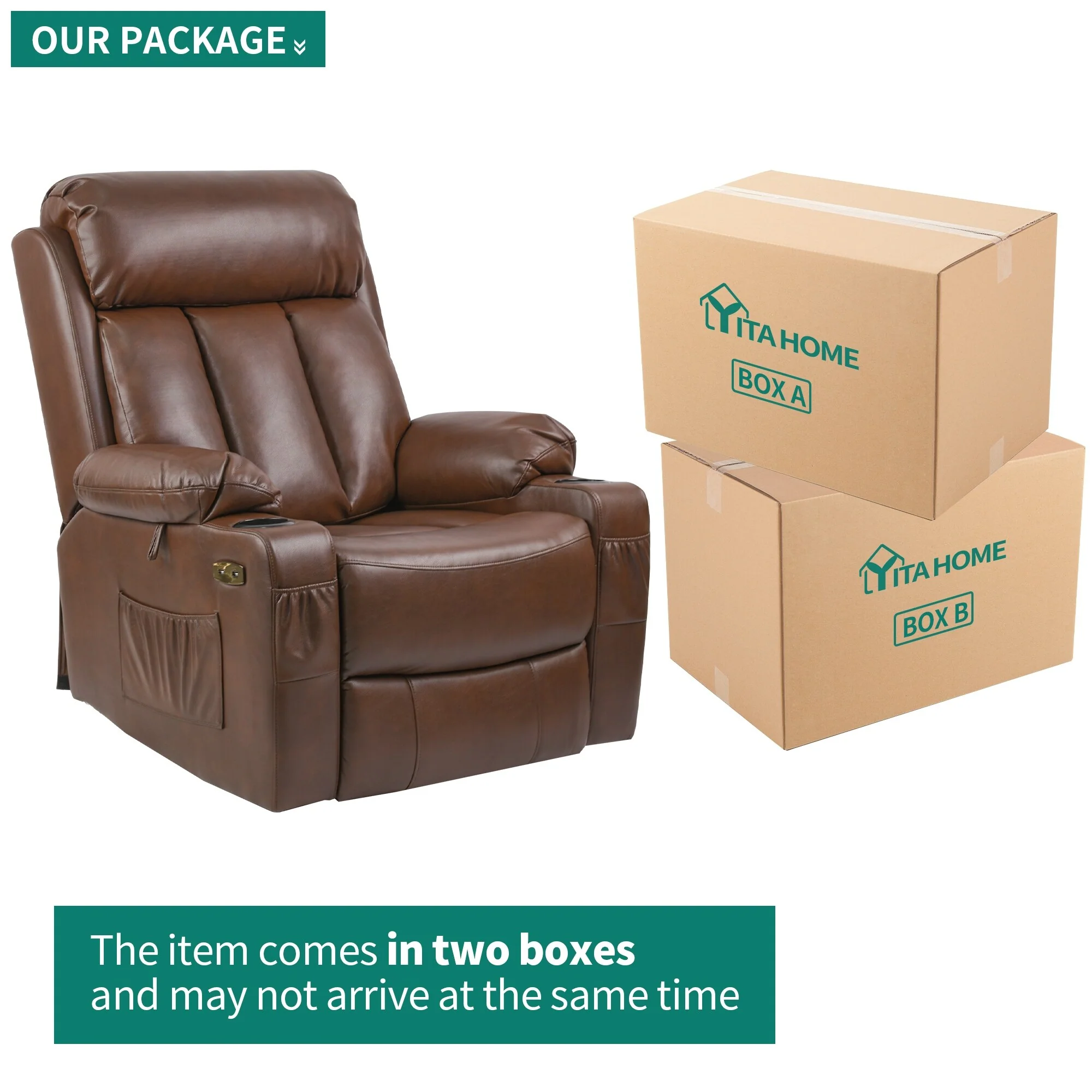 Modern Reclining Chair Faux Leather Massage