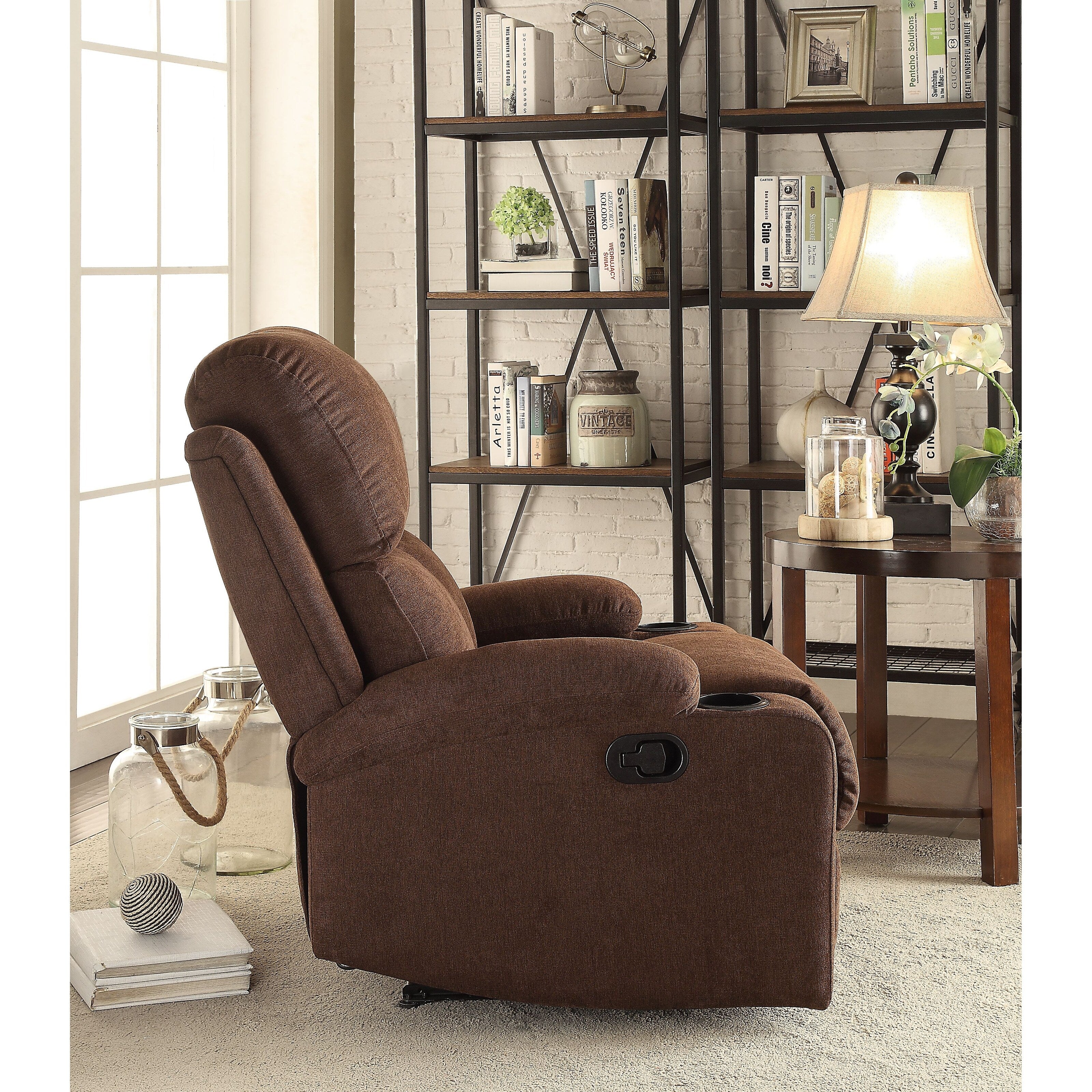 Chocolate Linen Motion Recliner