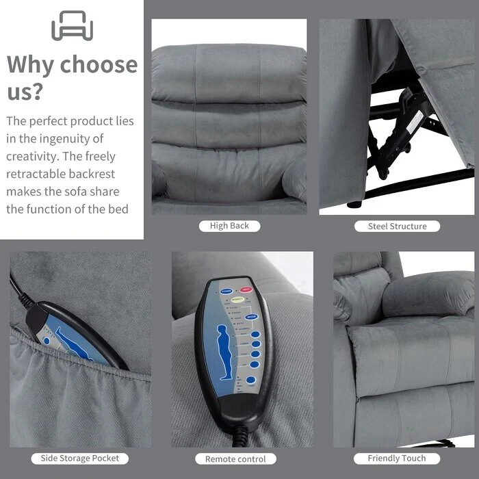 Soft Recliner Chair with Massage and Heat Function