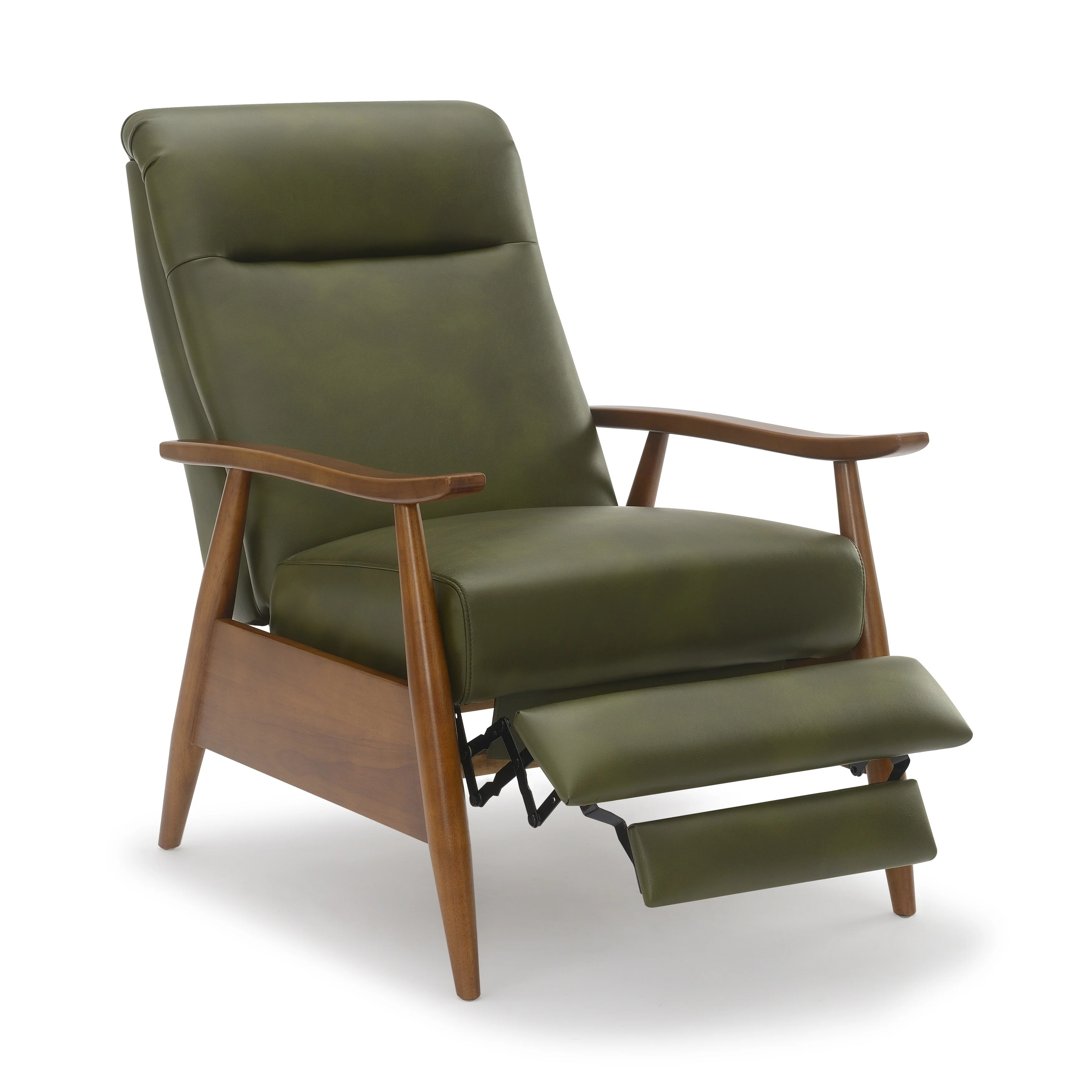 Sarasota Wood Arm Push Back Recliner - Fern Green