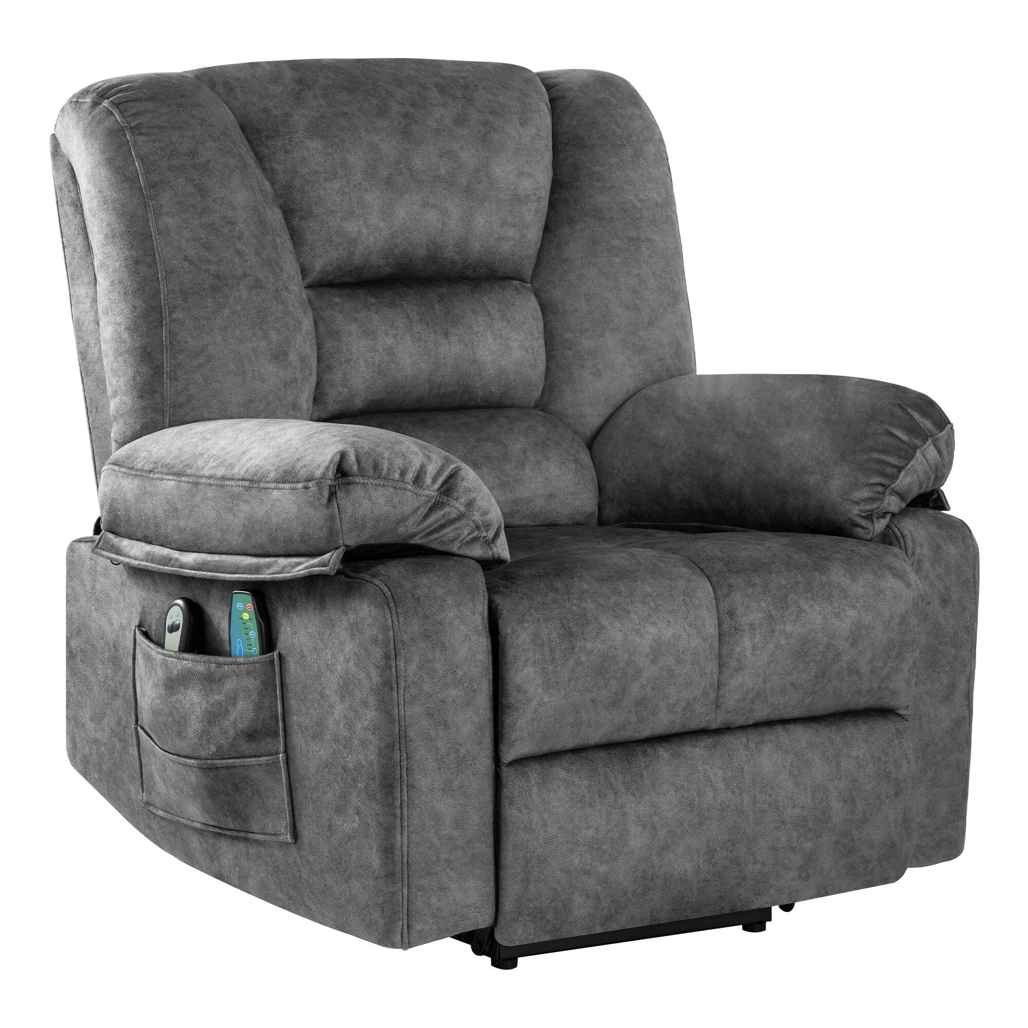 Grey Power Lift Recliner with Massage & Adjustable Positions