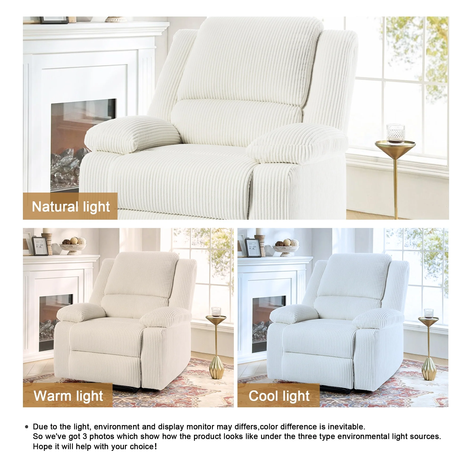 Vegan Leather Upholstered Push Back Manual Recliner Chair