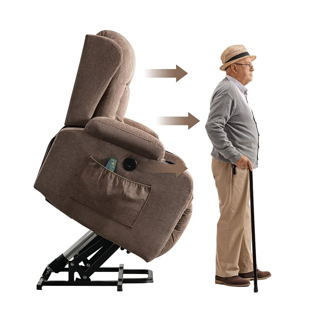 Modern Power Lift Recliner Chair w/Massage  Heat, Infinite Position