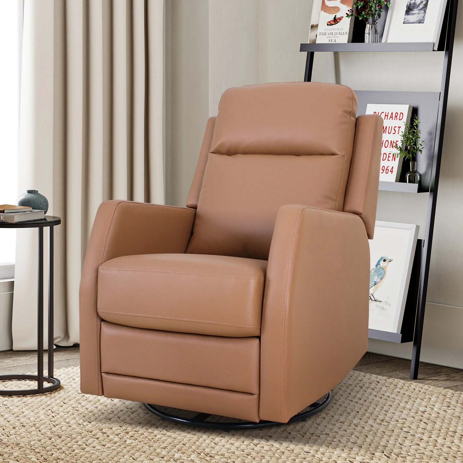 Esteban Modern Faux Leather Manual Rocking Swivel Recliner with Wingback