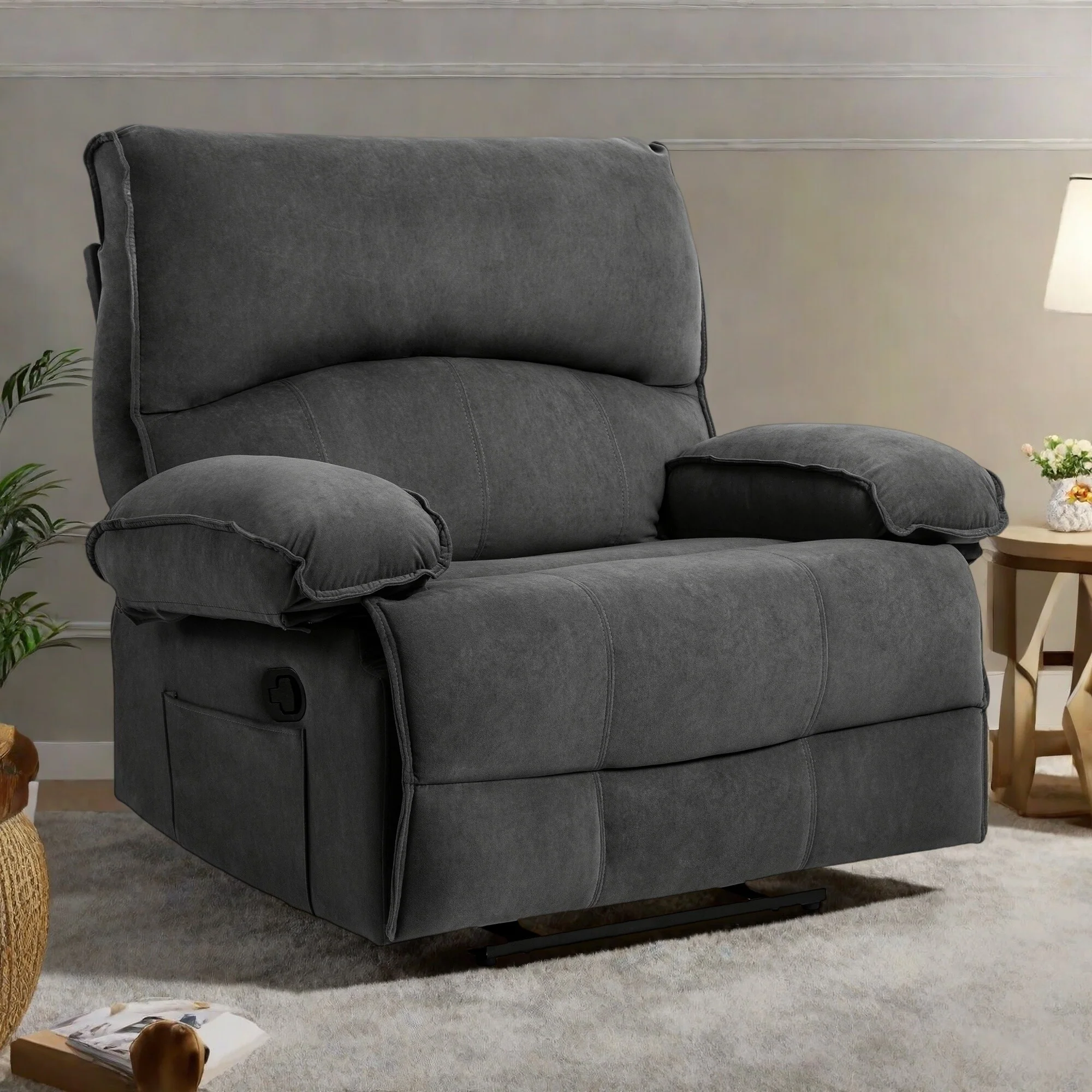 Push-Back Recliner Chair with Massage Pillow, Wide Seat, and Easy Assembly