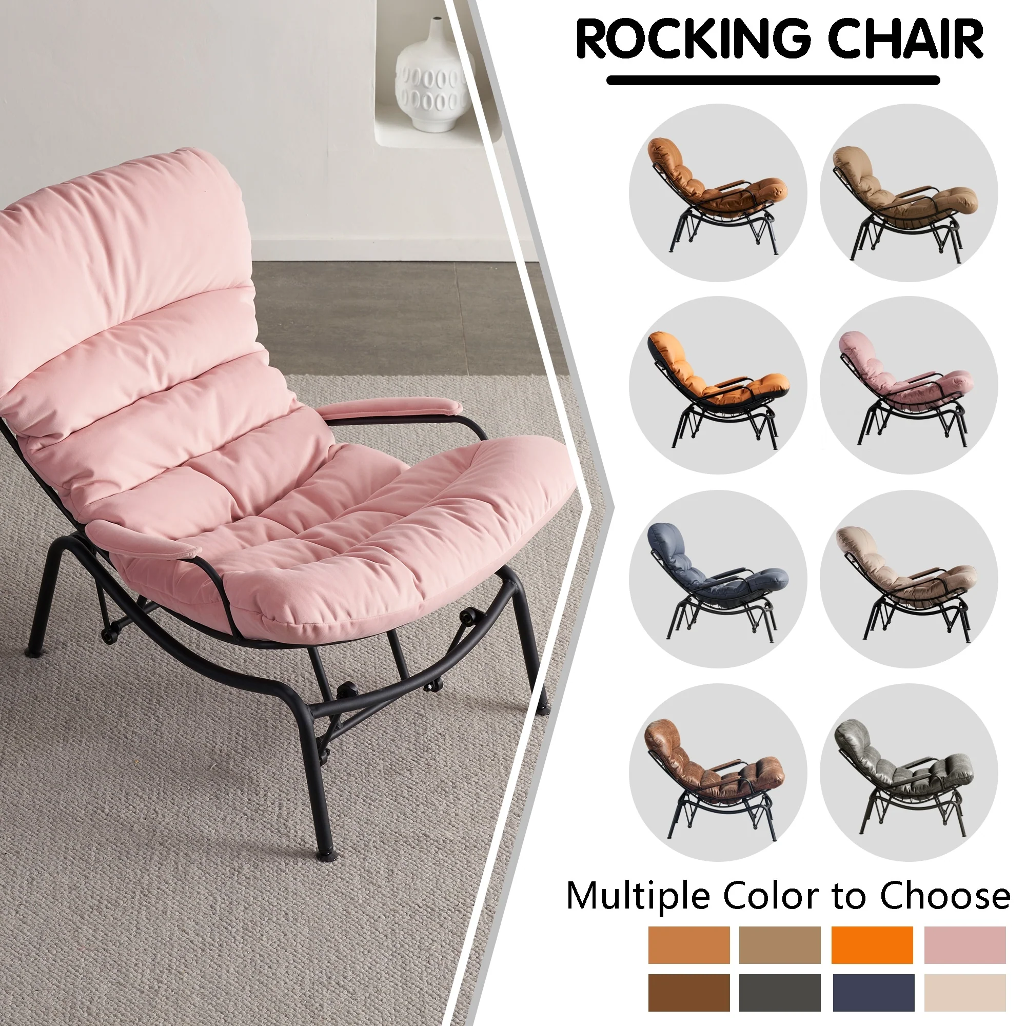 OVIOS Living Room Accent Chair Rocking Recliner Chair with Ottoman