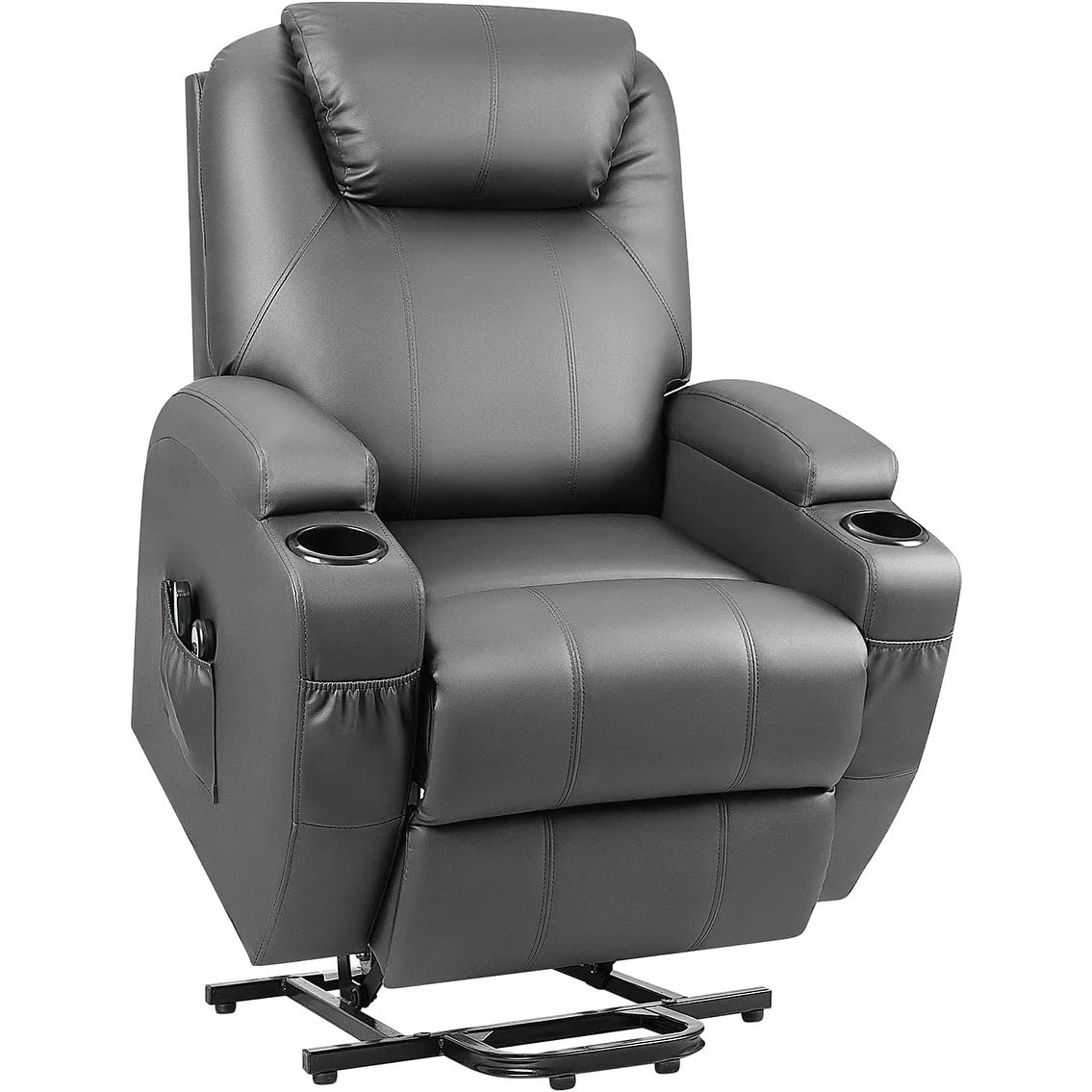 Furniwell Power Lift PU Leather Recliner with Massage and Heating