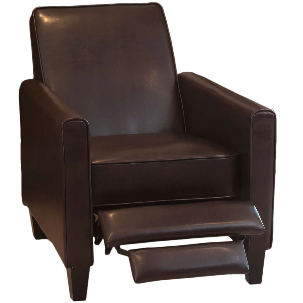 Darvis Black Bonded Leather Recliner Club Chair by Christopher Knight Home