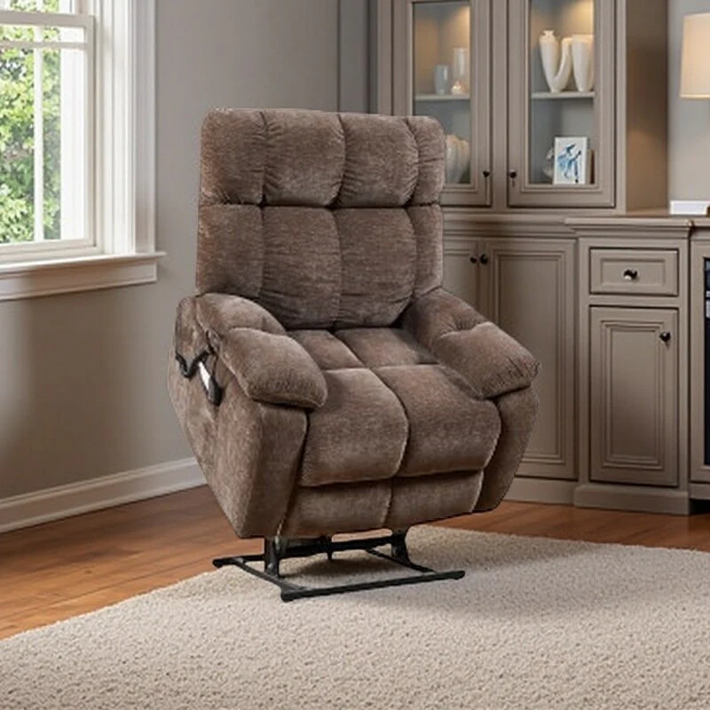Power Lift Recliner with Dual OKIN Motors, Infinite Recline, Airbag Massage & Lumbar Heat, USB Charging, and Dual Side Storage