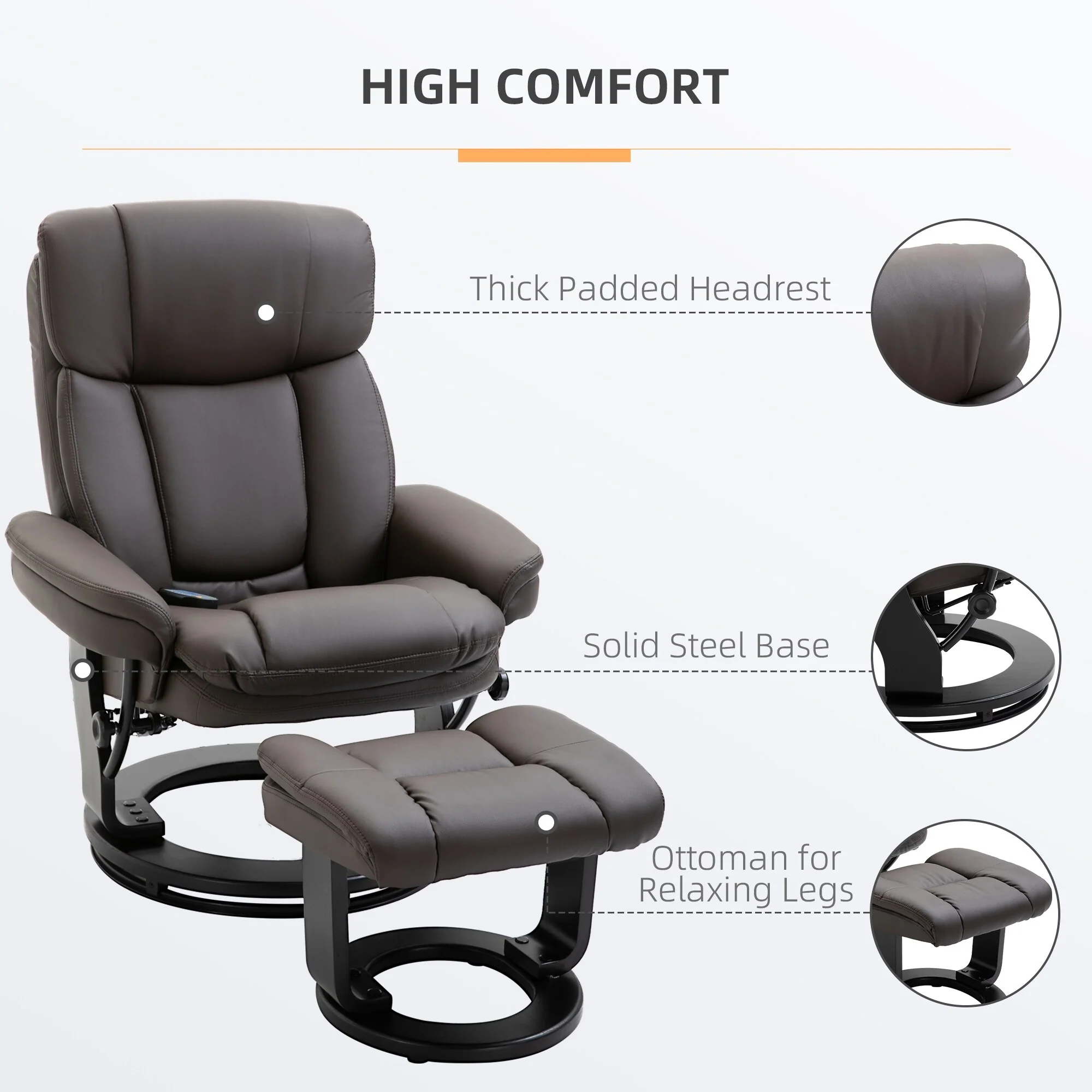 Massage Recliner Chair with Ottoman 10 Point Vibration