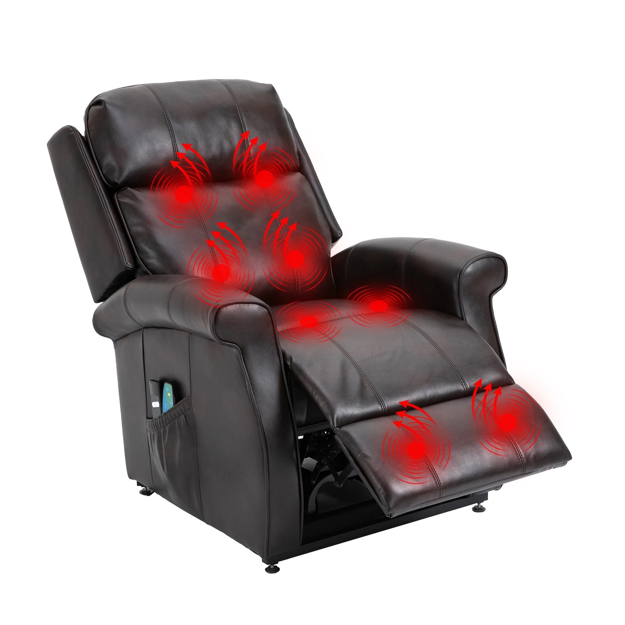 Clihome Faux Leather Elderly Power Lift Recliner Chair with Massage