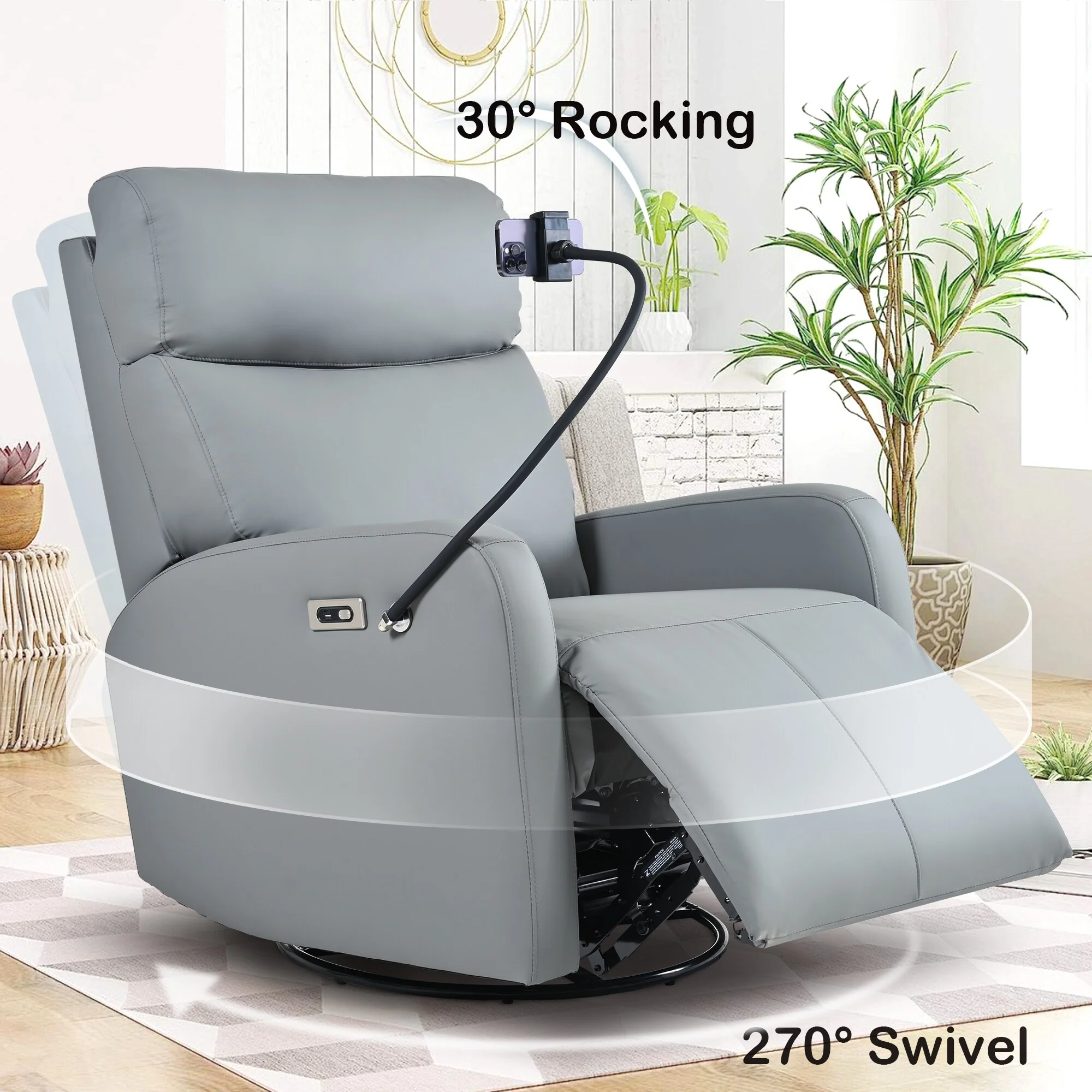 270�� Power Swivel Rocker Recliner Chair