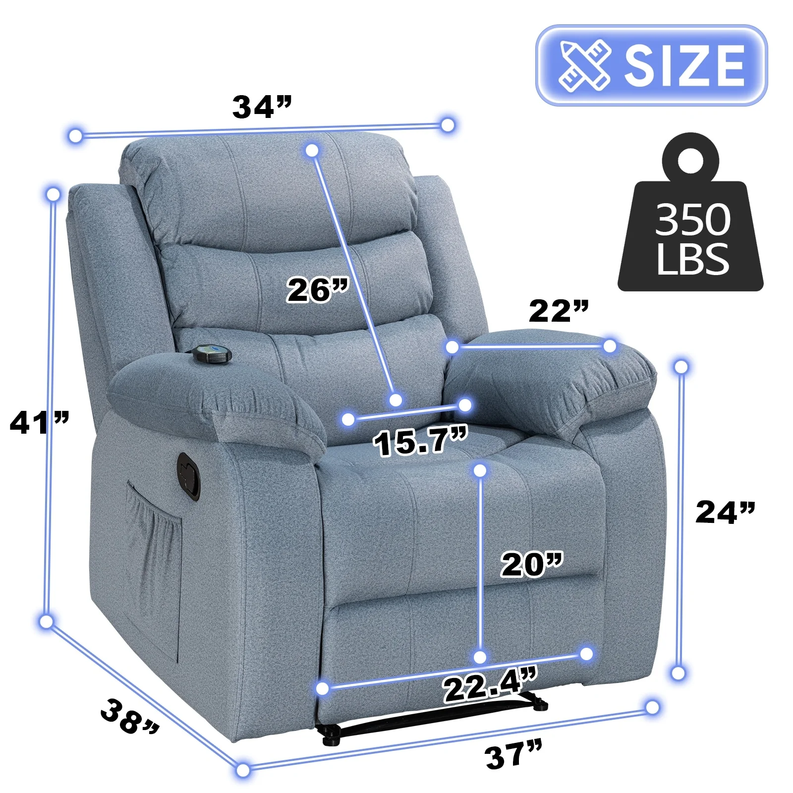 Super Soft Manual Heated and Massage Recliner Chair