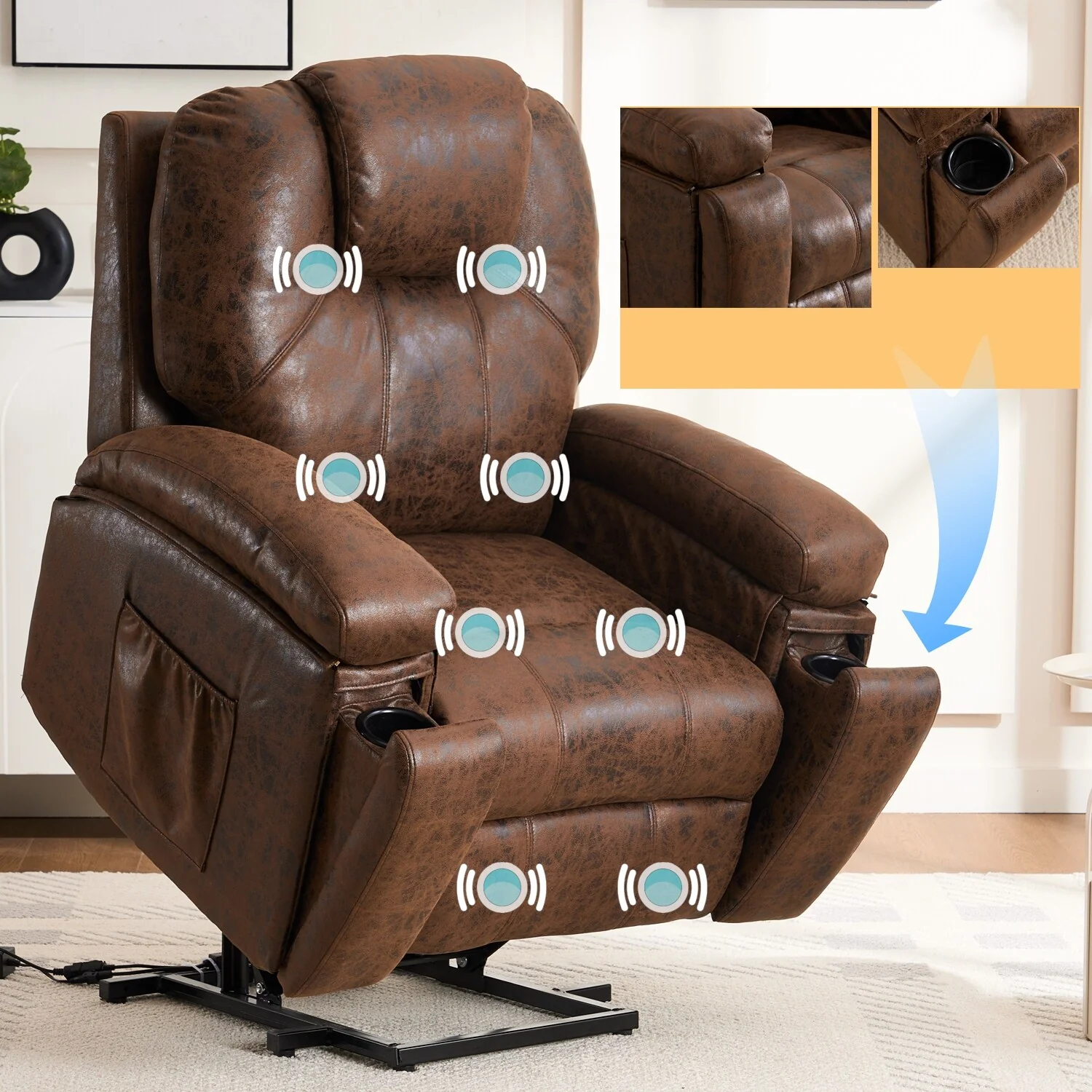 Oversized Power Lift Recliner Chair with Silent Motor & Massage