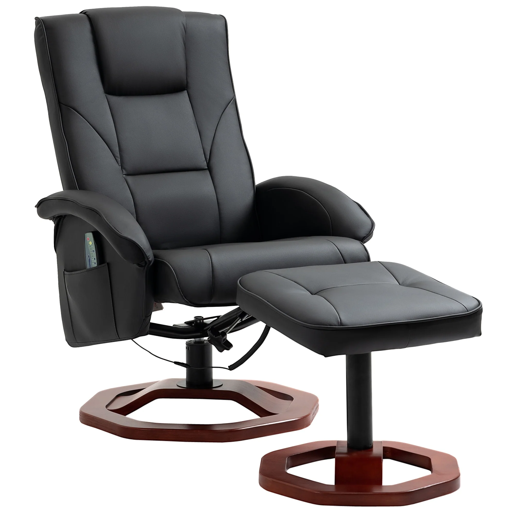 HOMCOM Massage Recliner with Ottoman, Electric Faux Leather Recliner