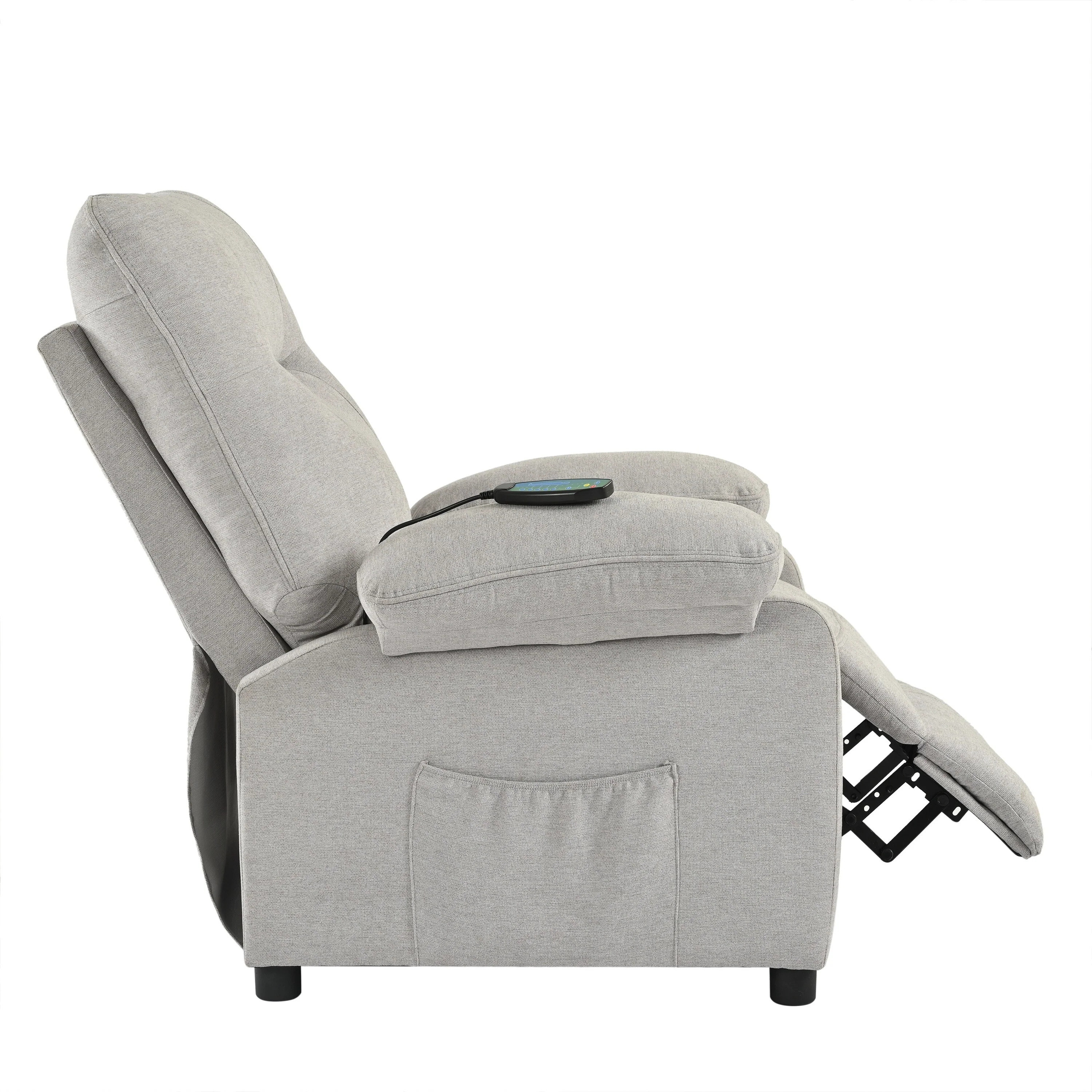 Black Manual Recliner with Massage, Heat, and Solid Wood Frame