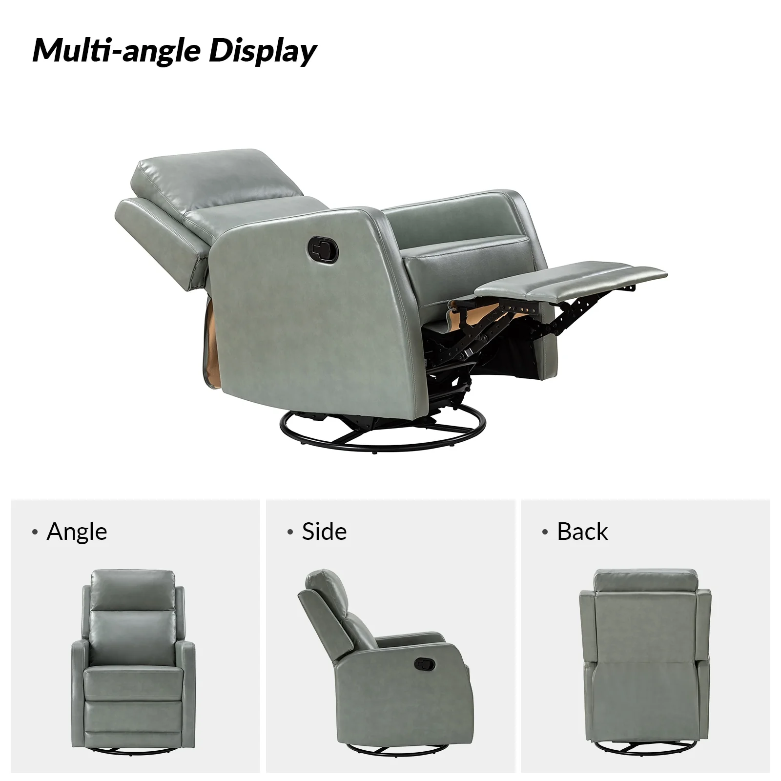 Esteban Modern Faux Leather Manual Rocking Swivel Recliner with Wingback Set of 2