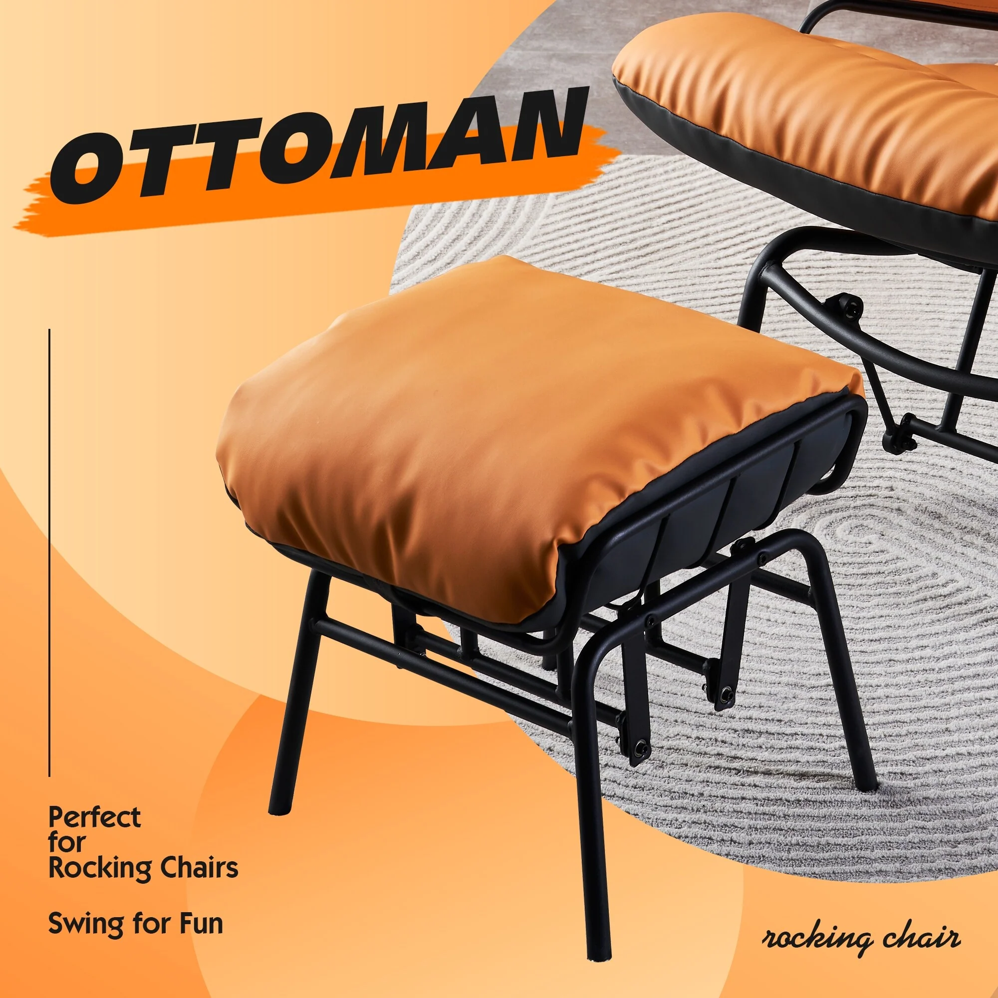 OVIOS Living Room Accent Chair Rocking Recliner Chair with Ottoman