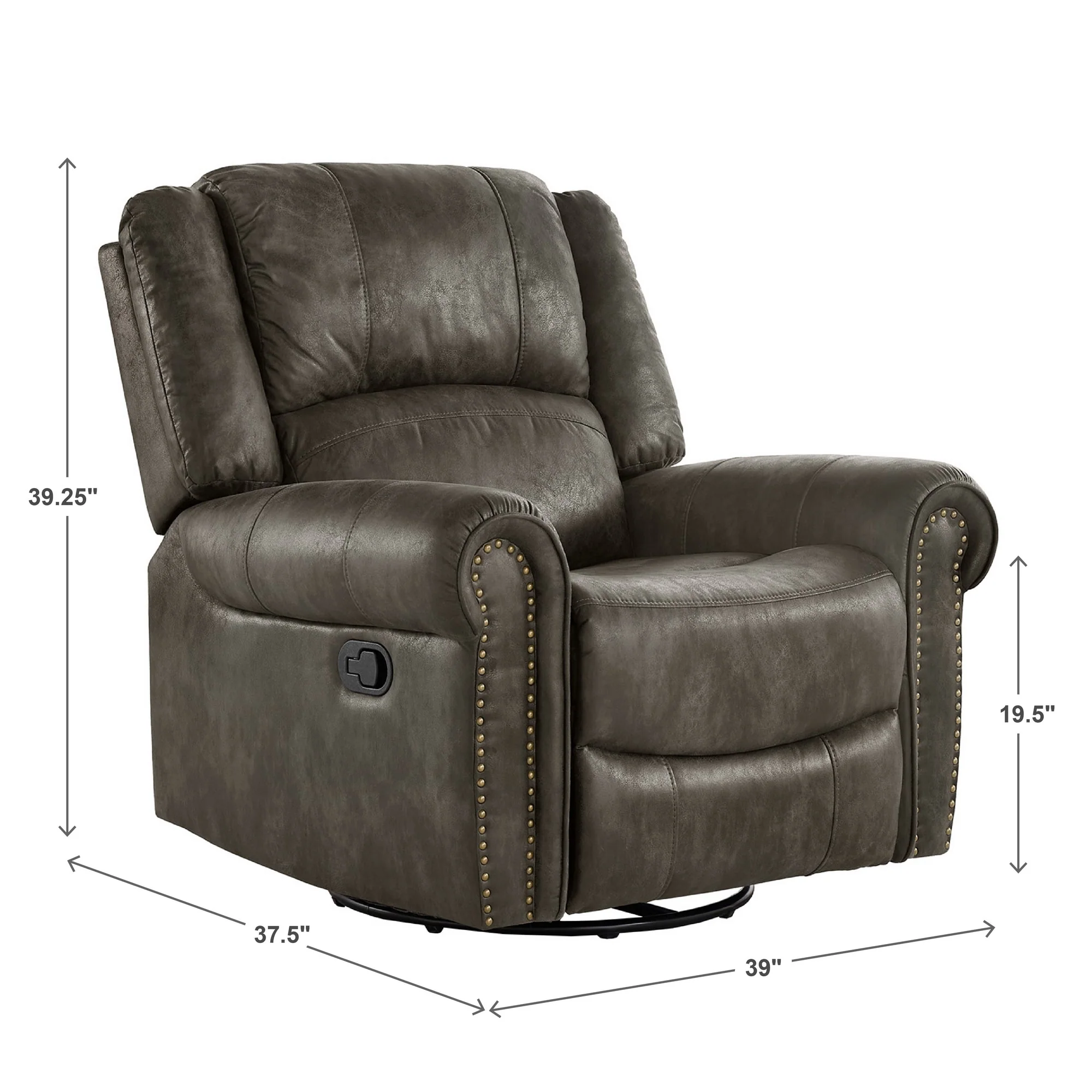 Monroe Polished Microfiber Nailhead Swivel Glider Recliner by iNSPIRE Q Classic